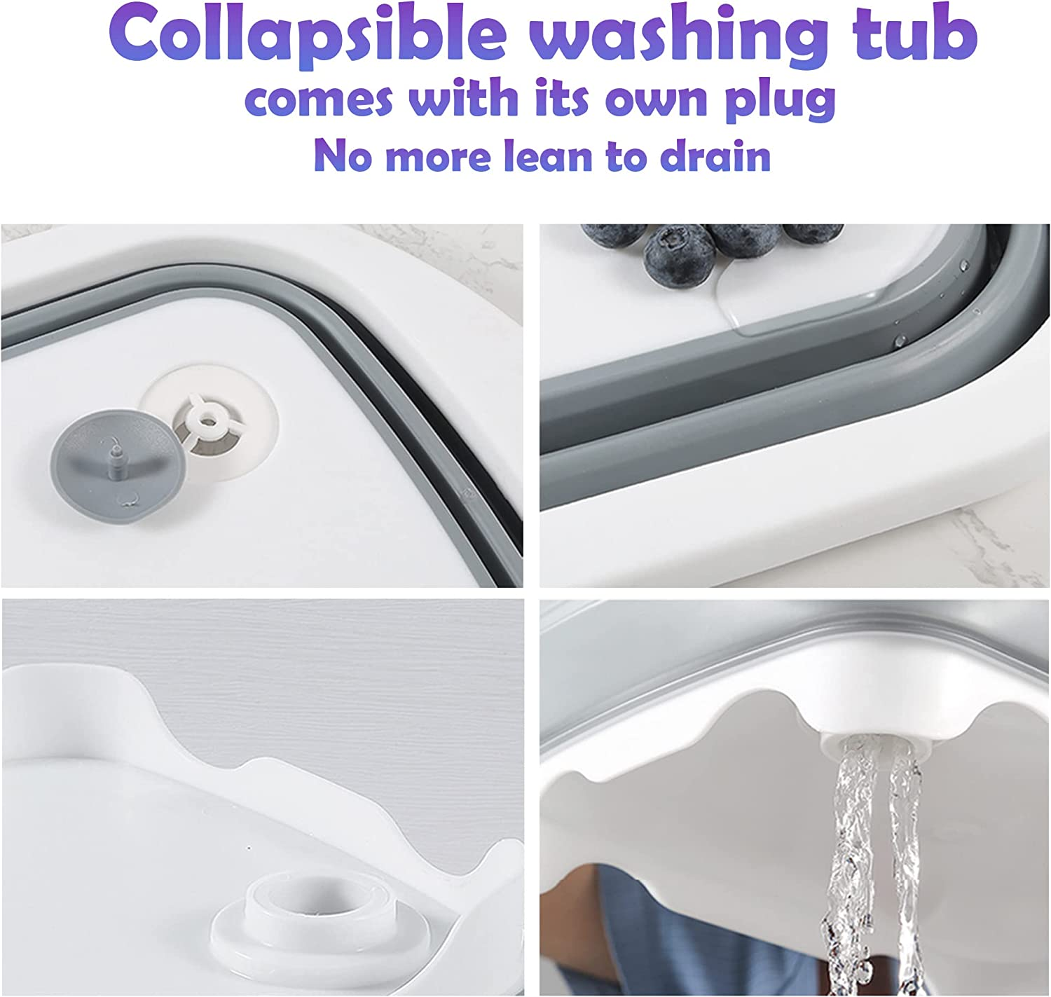 3-In-1 Multi-Function Collapsible Cutting Board with Colander -Foldable Washing Sink, Cutting Board and Camping Basket, Space-Saving Food Grade Sink Storage Basket with Suction Plug (Grey) image number 1