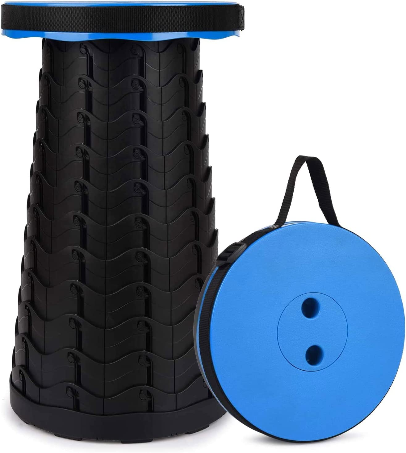 Telescopic Stool, Booxihome Folding Stools Lightweight Chair Seat for Outdoor Camping BBQ Fishing Hiking Gardening Indoor,Maximum Load 400 Lb(Blue)