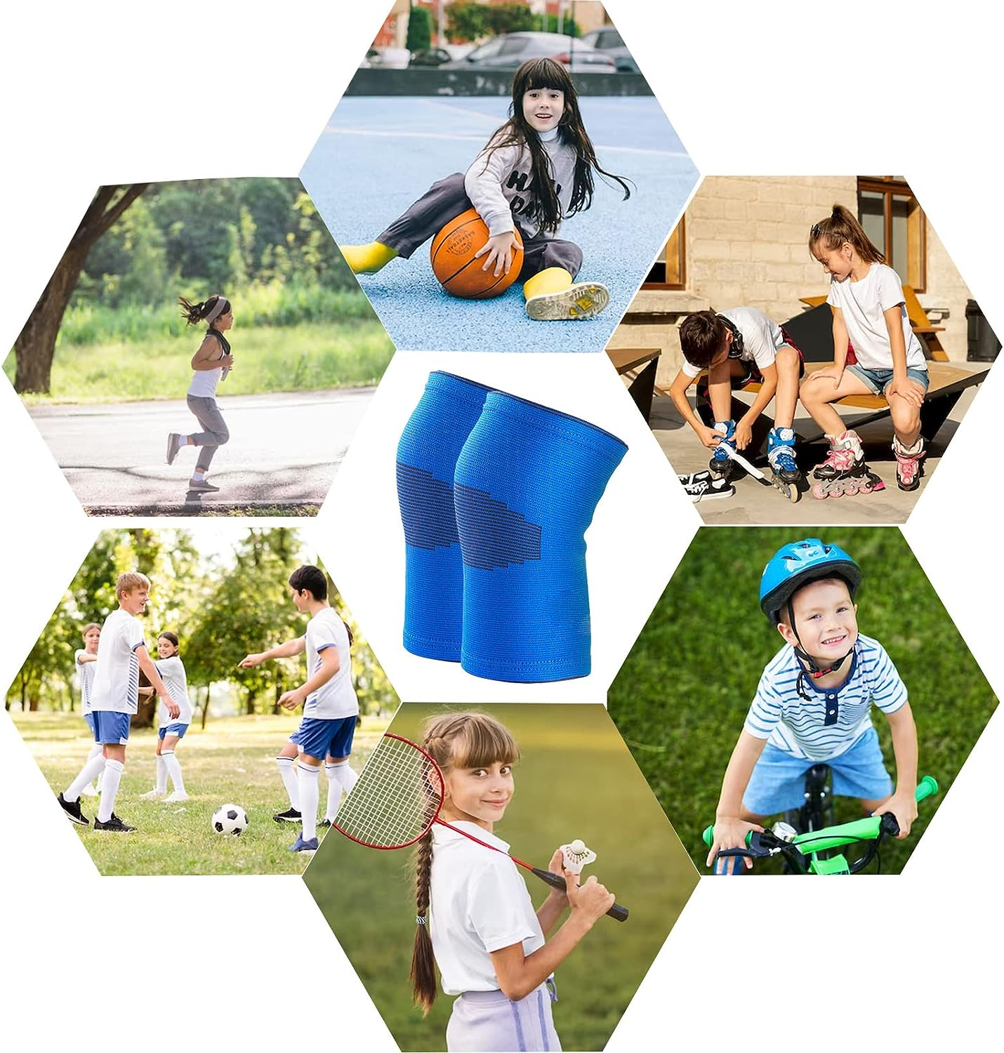 2Pcs Kids Knee Sleeve,Knee Brace Children,Fully Wrapped Non-Slip Elastic Basketball Knee Pad,Knitting Compression Knee Sleeves Children Knee Protector Cover for Volleyball Running Football Cycling