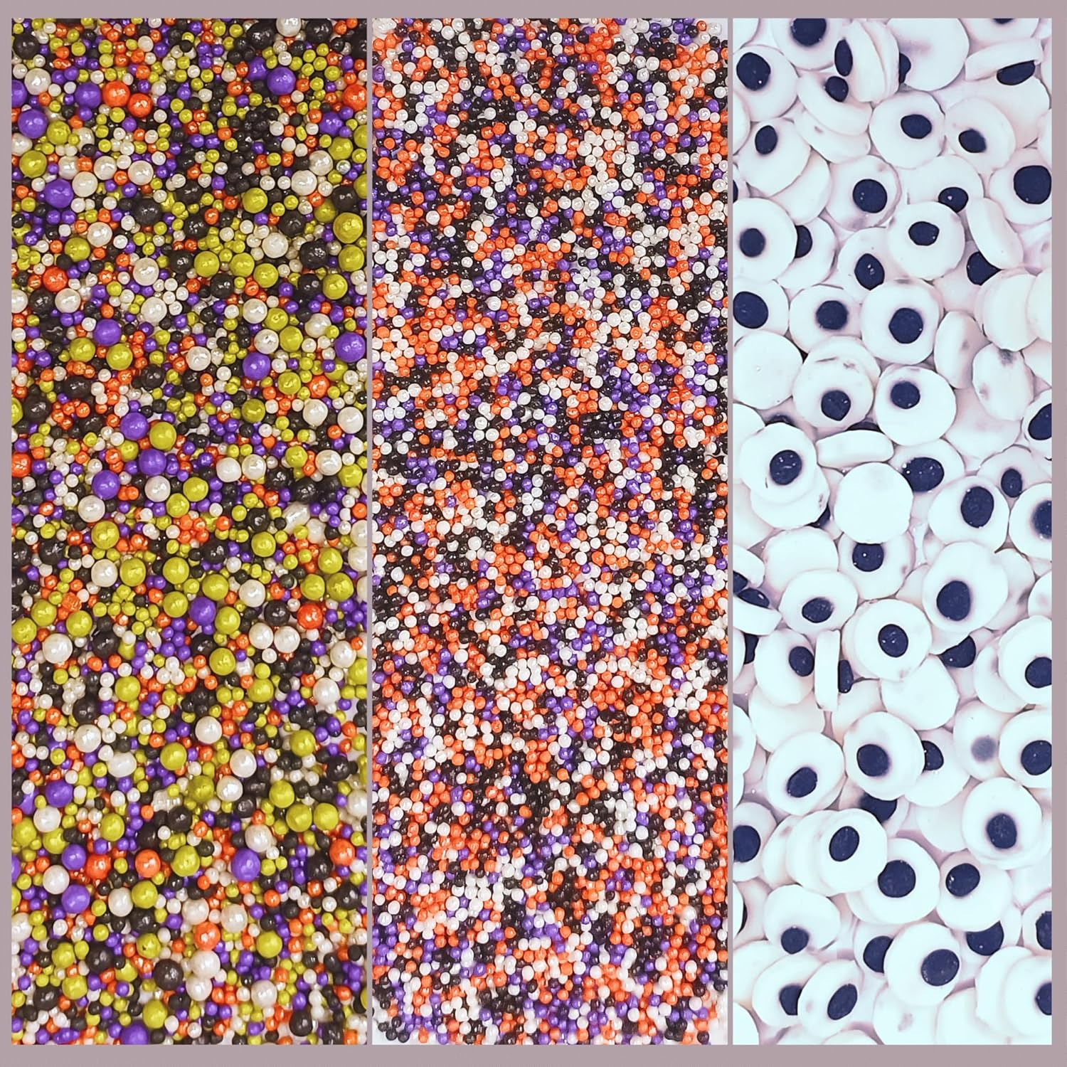 Confect Sprinkles Mix for Baking & Cake Decorative Sprinkles Assorted Pack of 5 Treat with Trick Sliver, Orange, Irish Purple & Black Dragees & Vermicelli Sprinkles - 3.5Oz image number 1