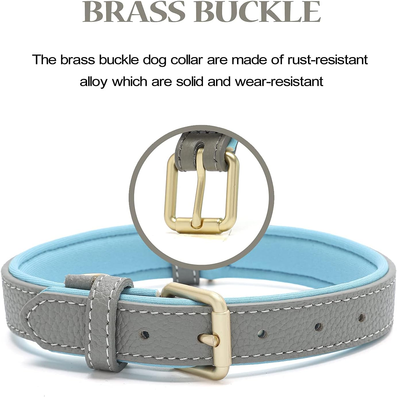 Leather Dog Collar for Small Medium Large Dogs Soft Waterproof Padded Puppy Collars image number 3