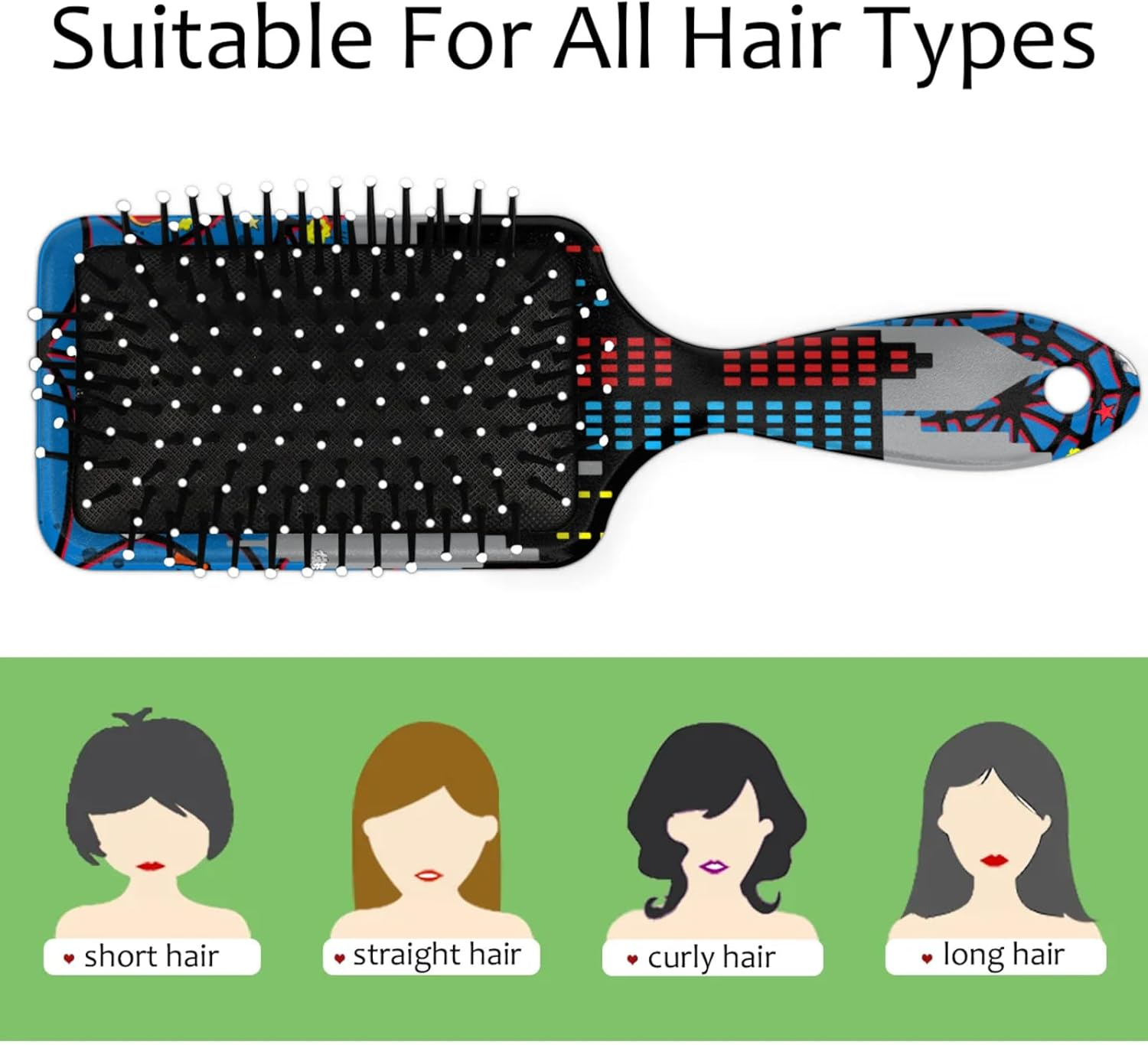 Kids Hair Brush for Boys Girls Toddler - Detangler Hairbrush for Wet Dry Thin Long Curly Hair Pain-Free Comb Glide through Tangles with Ease and Massage Scalp (Blue Web City Comics) image number 6