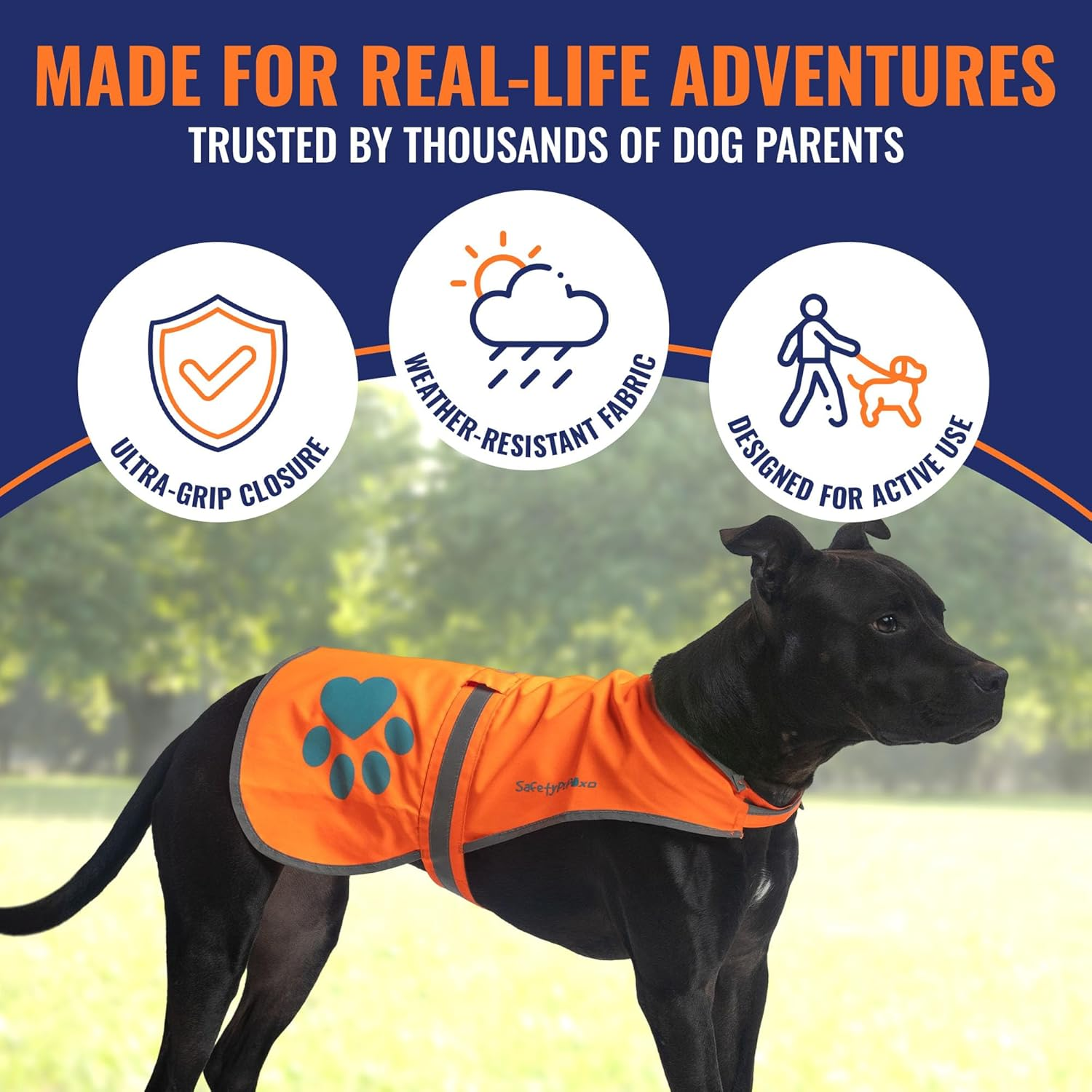 Safetypup XD Dog Reflective Vest. Sizes to Fit Dogs 14 Lbs to 130 Lbs. Blaze Orange Hi Vis Dog Vest Protects Dogs from Cars & Hunting Accidents. Medium Orange image number 3
