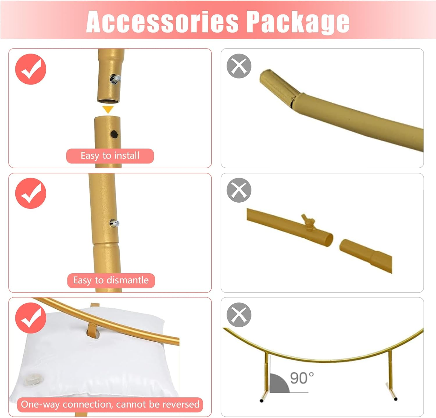 Round Backdrop Stand 7.2FT - Stable Gold Circle Balloon Arch Stand Metal Arch Backdrop Stand for Wedding Birthday Party Baby Shower Decoration (7.2FT) image number 3