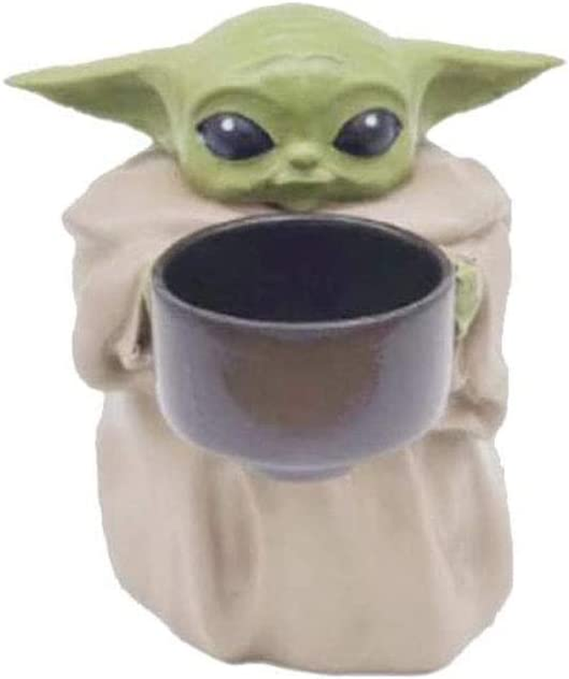 Nicelife Baby Alien Small Planter Pot, 4Inch the Yoda Holding Cup Creative Resin Ornament Flower Pot with Hole, Decorative Garden image number 3