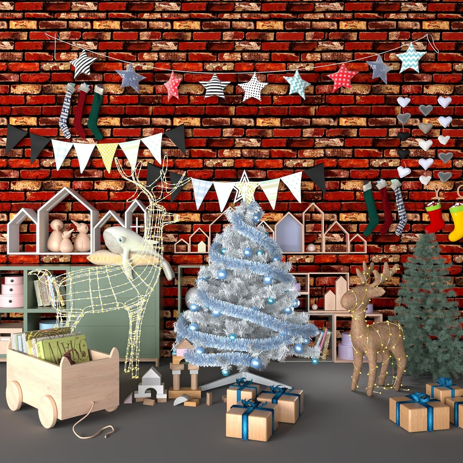 Melunmer Red Brick Peel and Stick Wallpaper 17.7&rdquo;&times;197&rdquo; Self Adhesive Removable Wallpaper Red Faux Brick Contact Paper Waterproof Decorative Easily to Install Contact Paper for Kitchen Backsplash image number 4