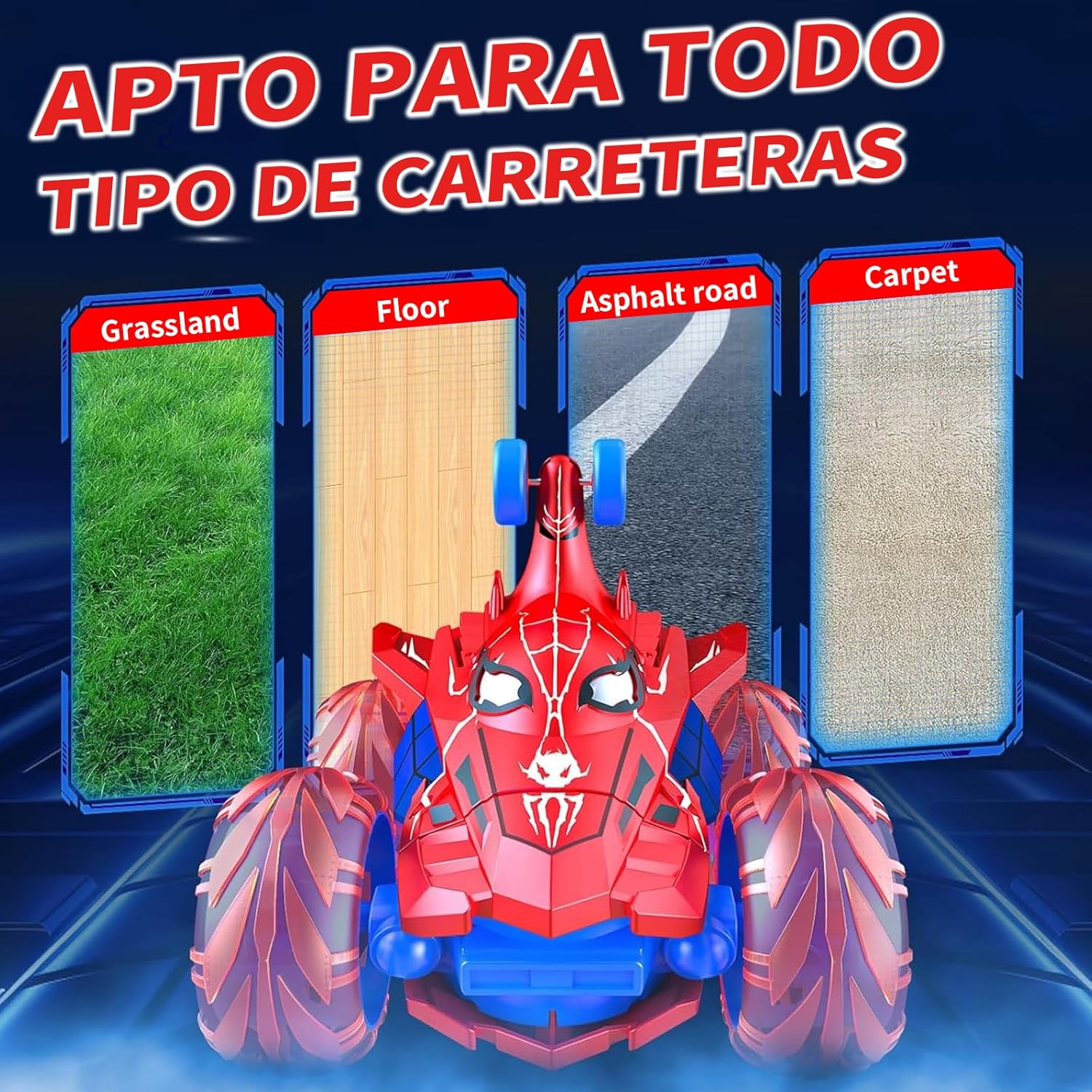 Spider Remote Control Car RC Cars Toys,With Headlight Double Sided Off-Road 360&deg; Rotating Rechargeable 4WD RC Stunt Car Indoor Outdoor Spider Toys for Boys Age 4-12 image number 1