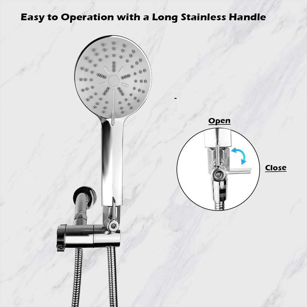 Showerhead Shut off Valve with Stainless Handle, 304 Stainless Steel Mini Ball Valve(1/2" Female X Male) NPT Thread, Water Flow Control Valve Regulator Chrome, Shower Head Flow Control Valve image number 4