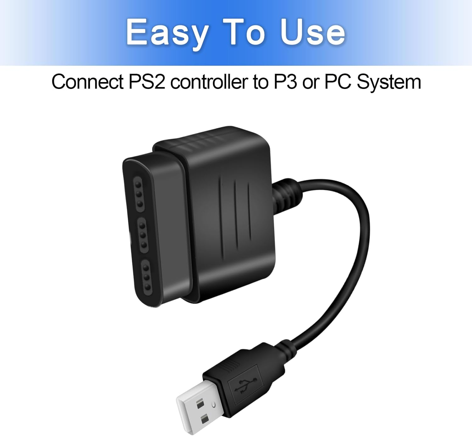Finera USB 2.0 Games Controller Adapter Converter Cable, Compatible with Sony PS1 PS2 Playstation Dual Shock 2 Joypad Gamepad to PS3 PC Game image number 4
