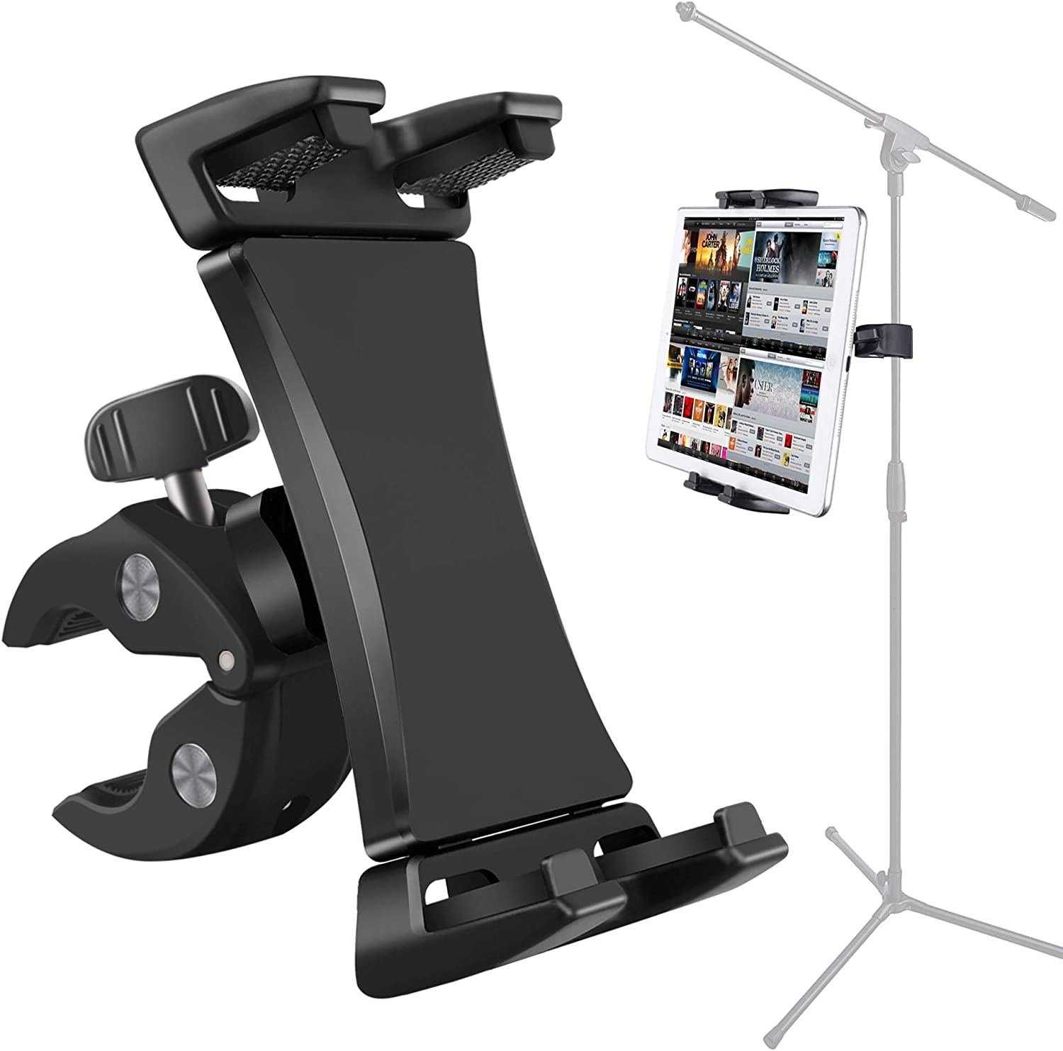 Microphone Music Stand Tablet Smartphone Holder Mount Heavy Duty 360 Degree Swivel Clamp Compatible with 3.5 to 13.5In Phone Tablets, Ipad Pro 12.9 11 10.5 Air Mini, Surface Galaxy Tab, Iphone Galaxy image number 5