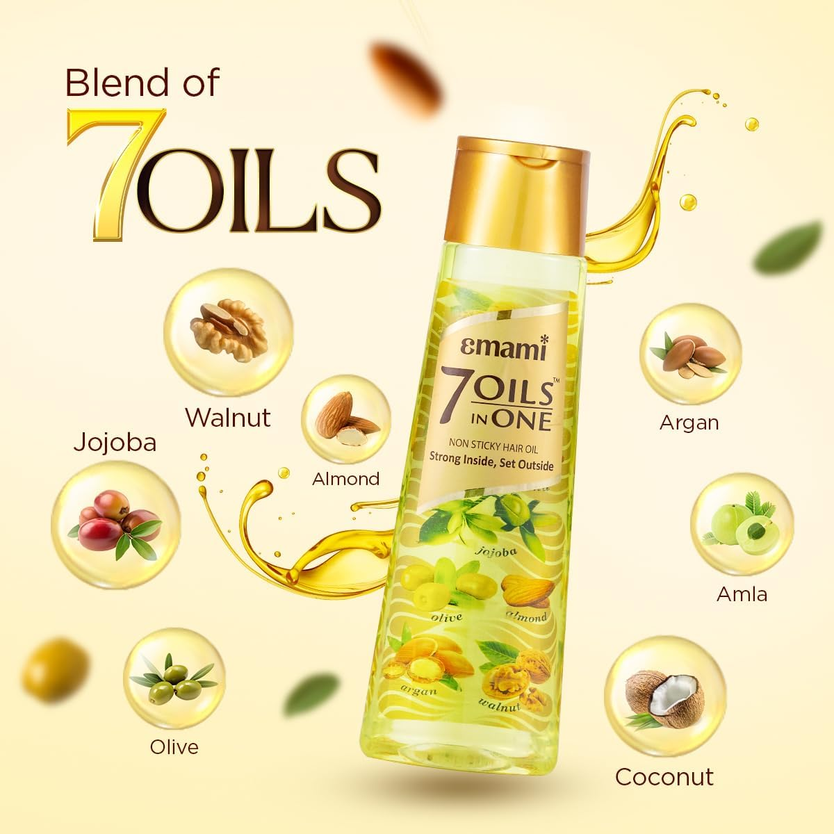 Emami 7 Oils in One Hair Oil, Non-Sticky, Strong inside and Set Outside- 300Ml image number 5