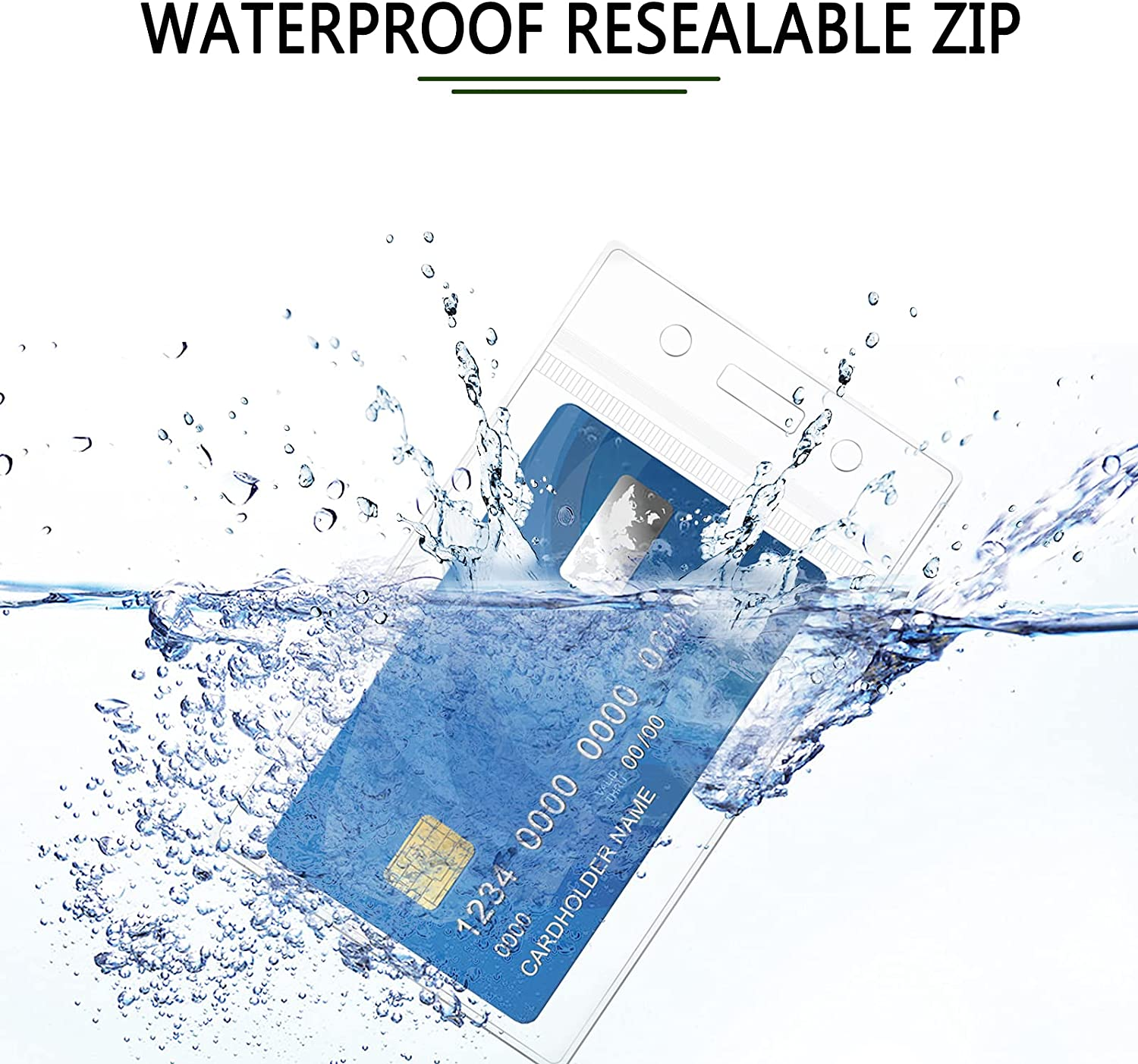 Teskyer 6 Pack Extra Thick Plastic ID Card Badge Holder, Vertical Clear Name Card Badge Holder with Waterproof Resealable Zip, 2.5" X 3.5" Inner Size image number 1