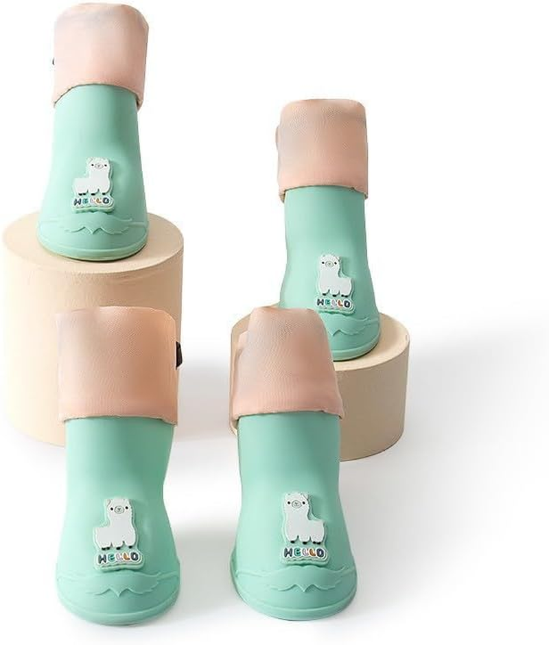 4Pcs Waterproof Dog Boots Dog Shoes for Snow and Rain Middle and Small Dogs (Blue Alpaca, S)