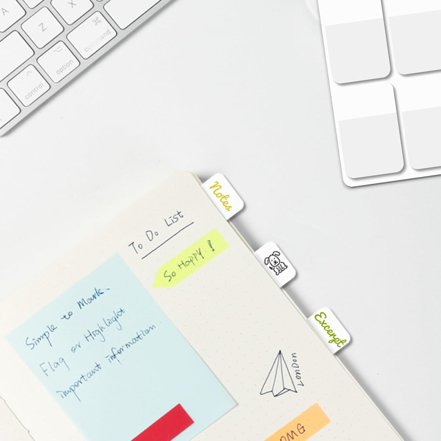 640 Pieces Sticky Index Tabs, 1.5 X 1 Inch Index Tabs Page Repositionable and Writable Book Sticky Tabs Page Tabs Index Tabs for Binder, Book, Paper, Note, Filer Folder, Document (White)