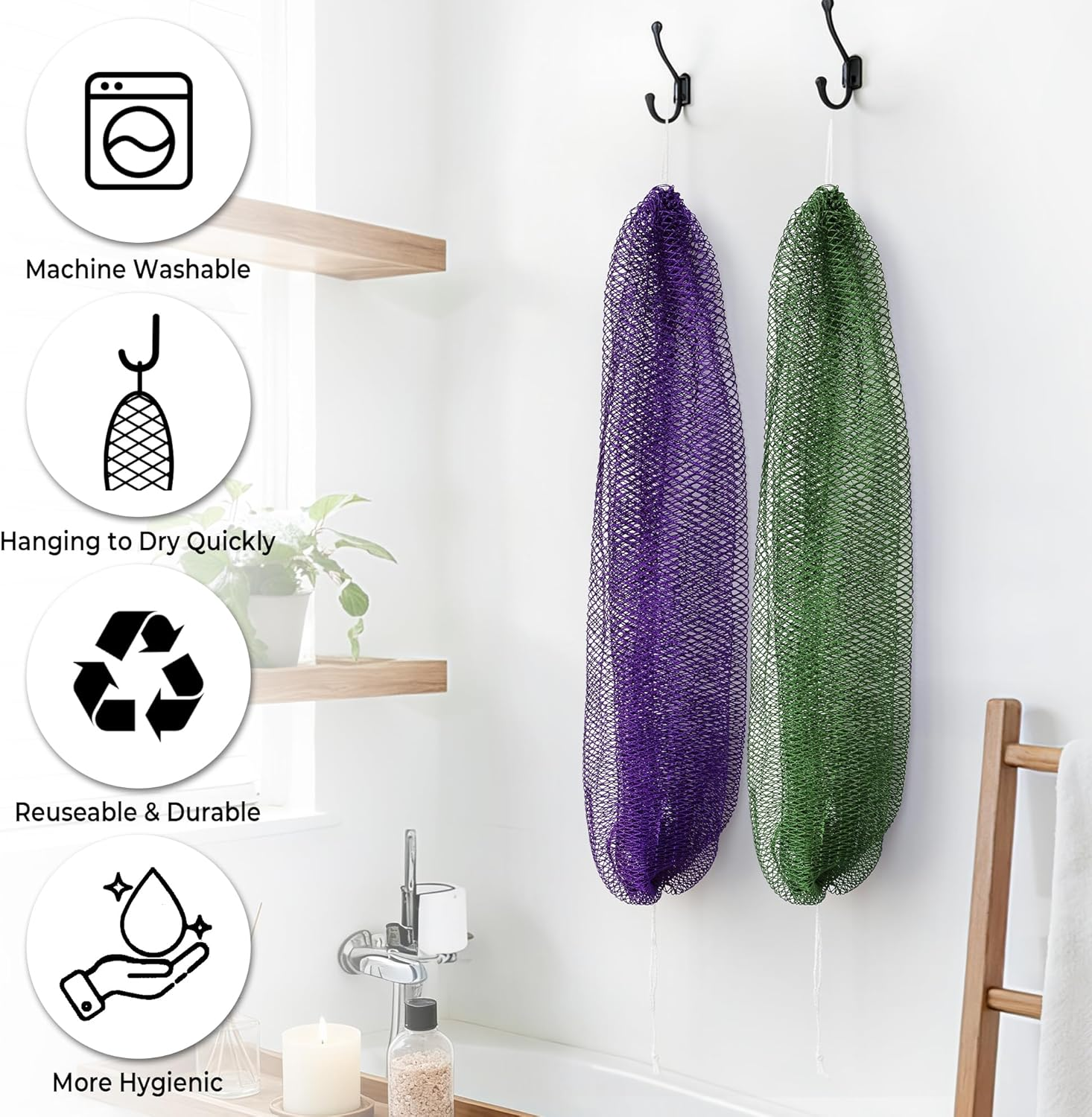 African Net Sponge Authentic - Exfoliating Back Scrub Bath Sponge with Knots - Afro Scrub Body Scrubber Exfoliator Washcloth - African Body Care Daily Use Shower Essentials image number 1