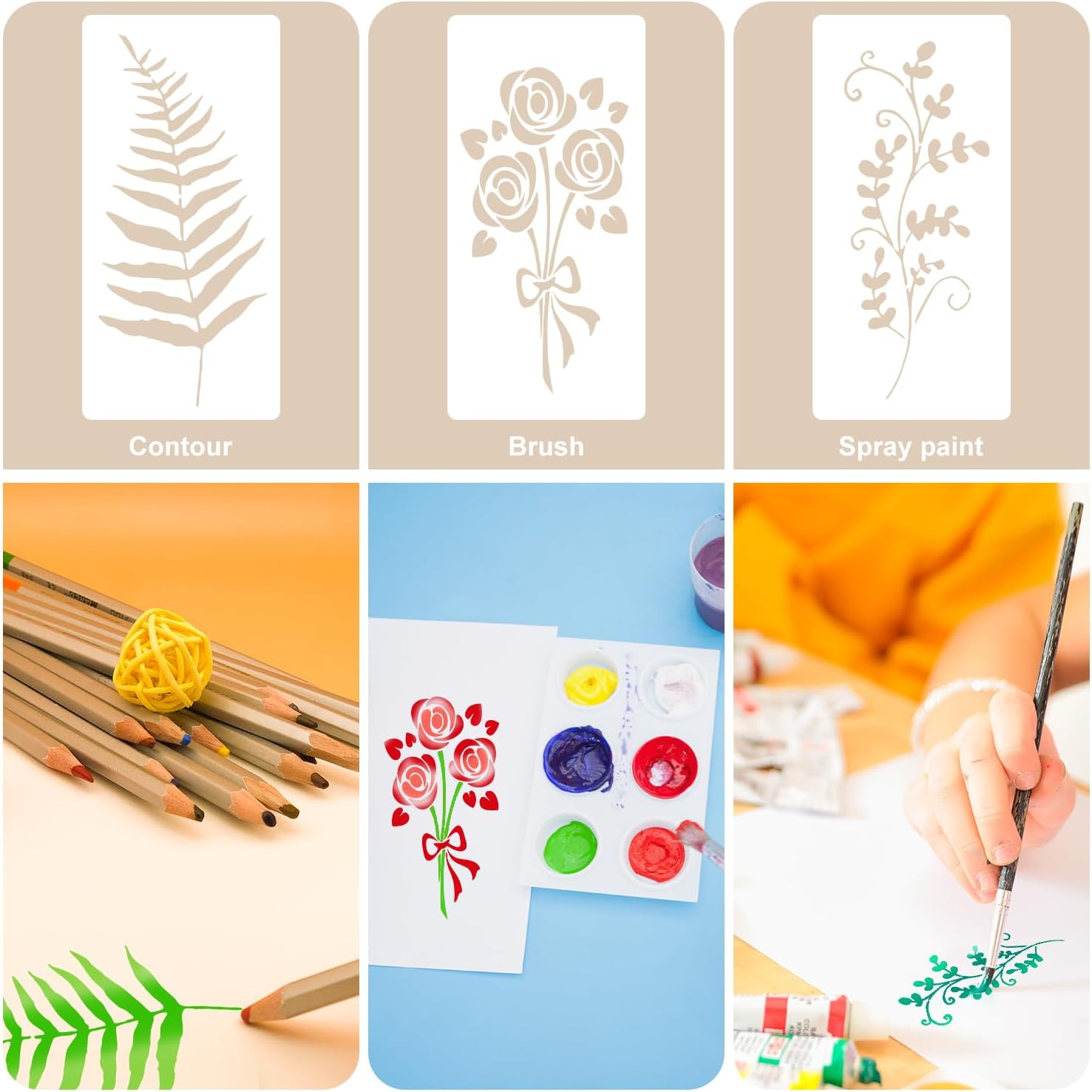 24Pcs Wildflower Stencils for Painting, Flower Leaf Stencils Reusable Floral Drawing Templates Crafts Stencils for Canvas Wood Craft Wall Art Decoration image number 6