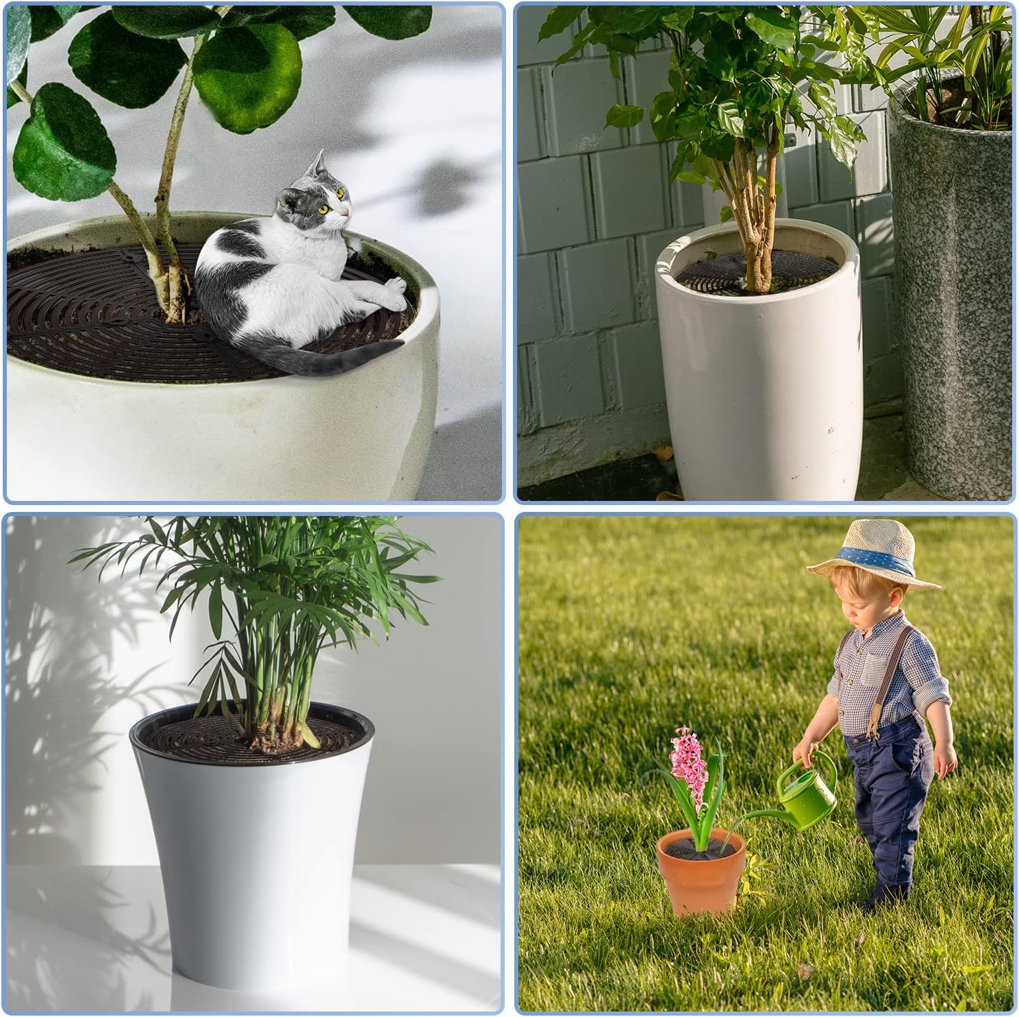 Luter Planter, 3 Pack 11.8'' Plastic Indoor Plant Pot Protector, Cuttable, Flower Pot Soil Cover, Cat Digging Stopper (Black) image number 2