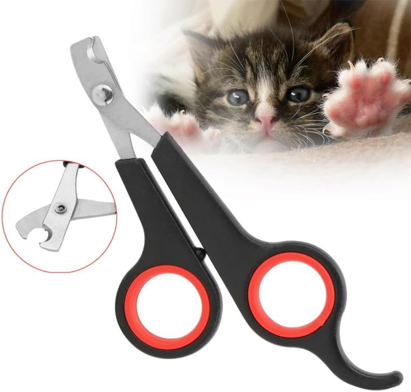 AIMALL Pet Nail Cutters Claw Grooming Scissors Clippers Trimmer Dog Cat Bird Rabbit，Durable Stainless Steel Grooming Scissors, Comfort Grip, Red & Black image number 4