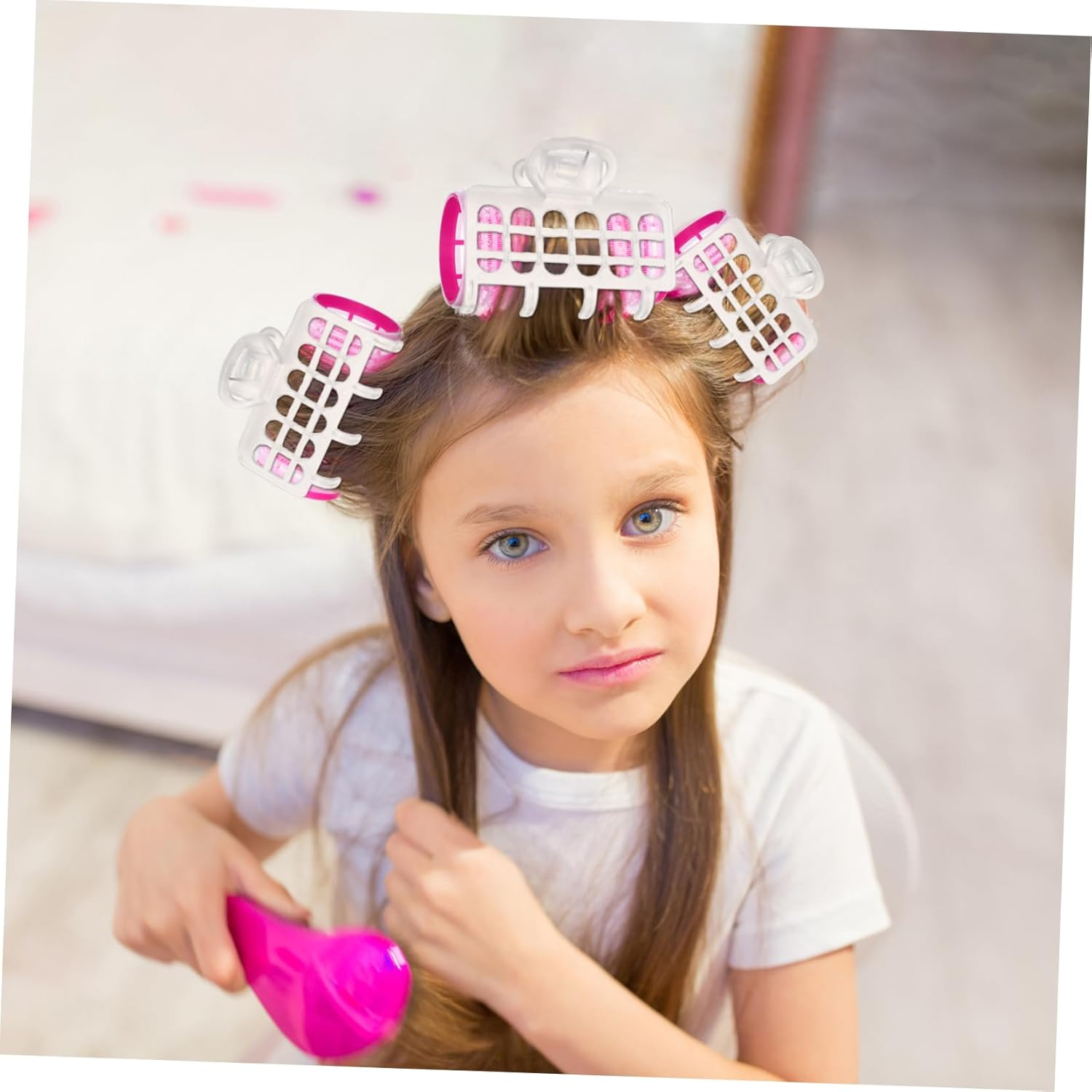 3Pcs Self Grip Hair Rollers Salon Hairdressing Curlers Plastic Hair Roller Tools with Clips DIY Styling image number 2