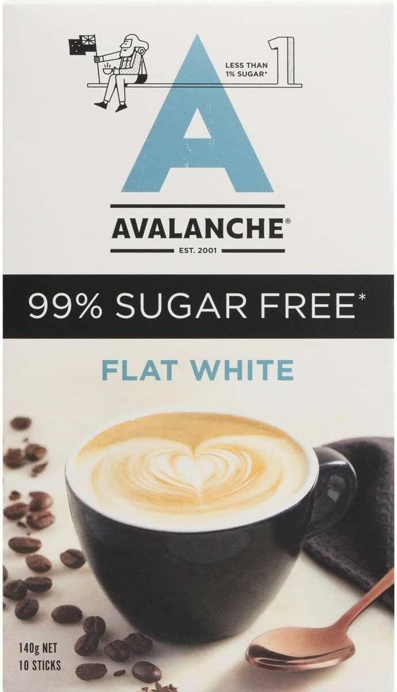 Avalanche 99% Sugar Free Flat White 10 Coffee Sticks 140 G
