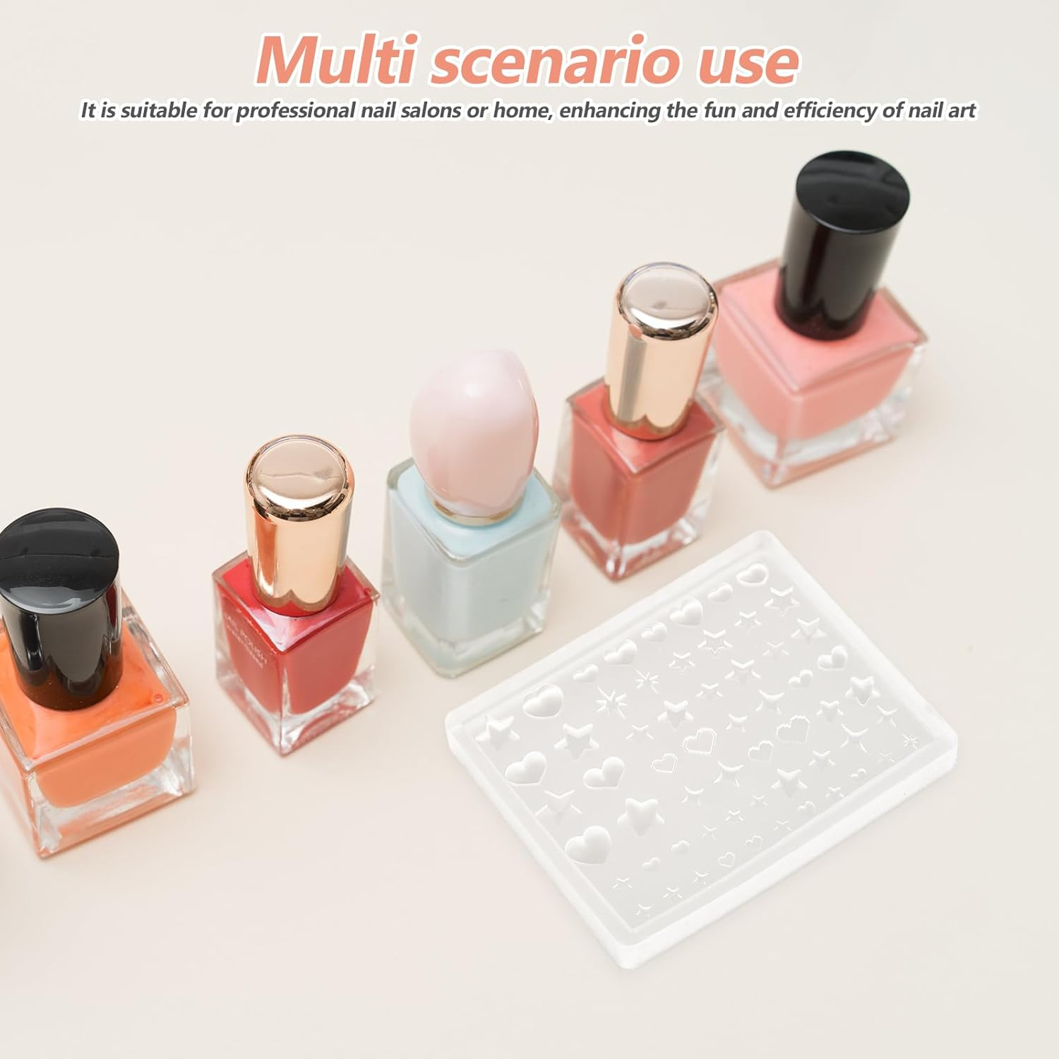 2Pcs Nail Charms Silicone Molds - Nail Art Mold Heart 3D Stars Carving Mould Stencils DIY Charms Supplies for Women Manicure Design Decoration image number 5