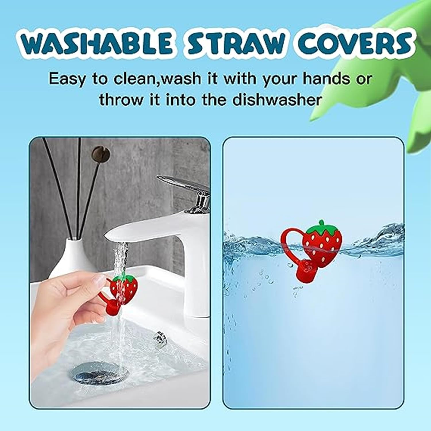 8 Pack Reusable Silicone Straw Covers - Dustproof & Splashproof, Cute Design Fits 8Mm/0.3In Straws, Bpa-Free Food-Grade Silicone, Eco-Friendly Straw Tips Protectors for Kids Adults, Dishwasher Safe image number 4