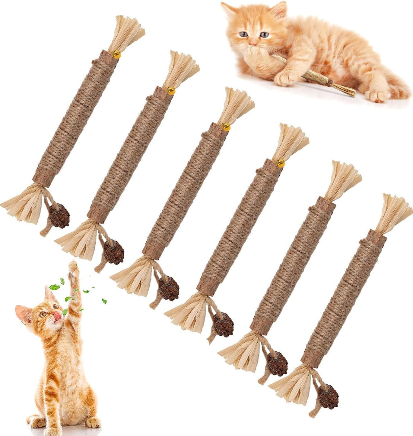 Catnip Toys 6 Pcs Silvervine Chew Stick Natural Silvervine Blend Sticks Cat Nips Interactive Kitten Dental Toy for Kittens Teeth Cleaning Indoor Cats image number 6