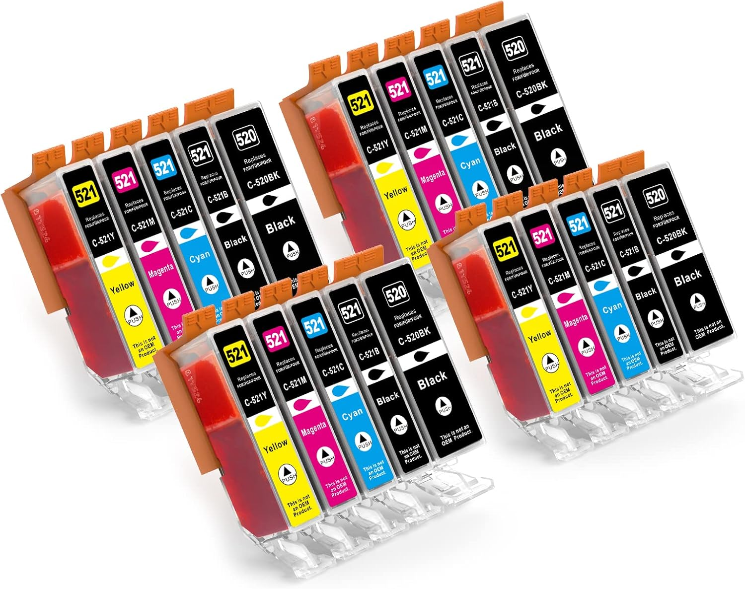 520 521XL Ink Cartridges Compatible with Canon CLI-521 PGI-520 for Pixma IP3600 IP4600 IP4700 MP540 MP550 MP560 MP620 MP630 MP640 MP980 MX8777 0 (200) Pack) image number 4