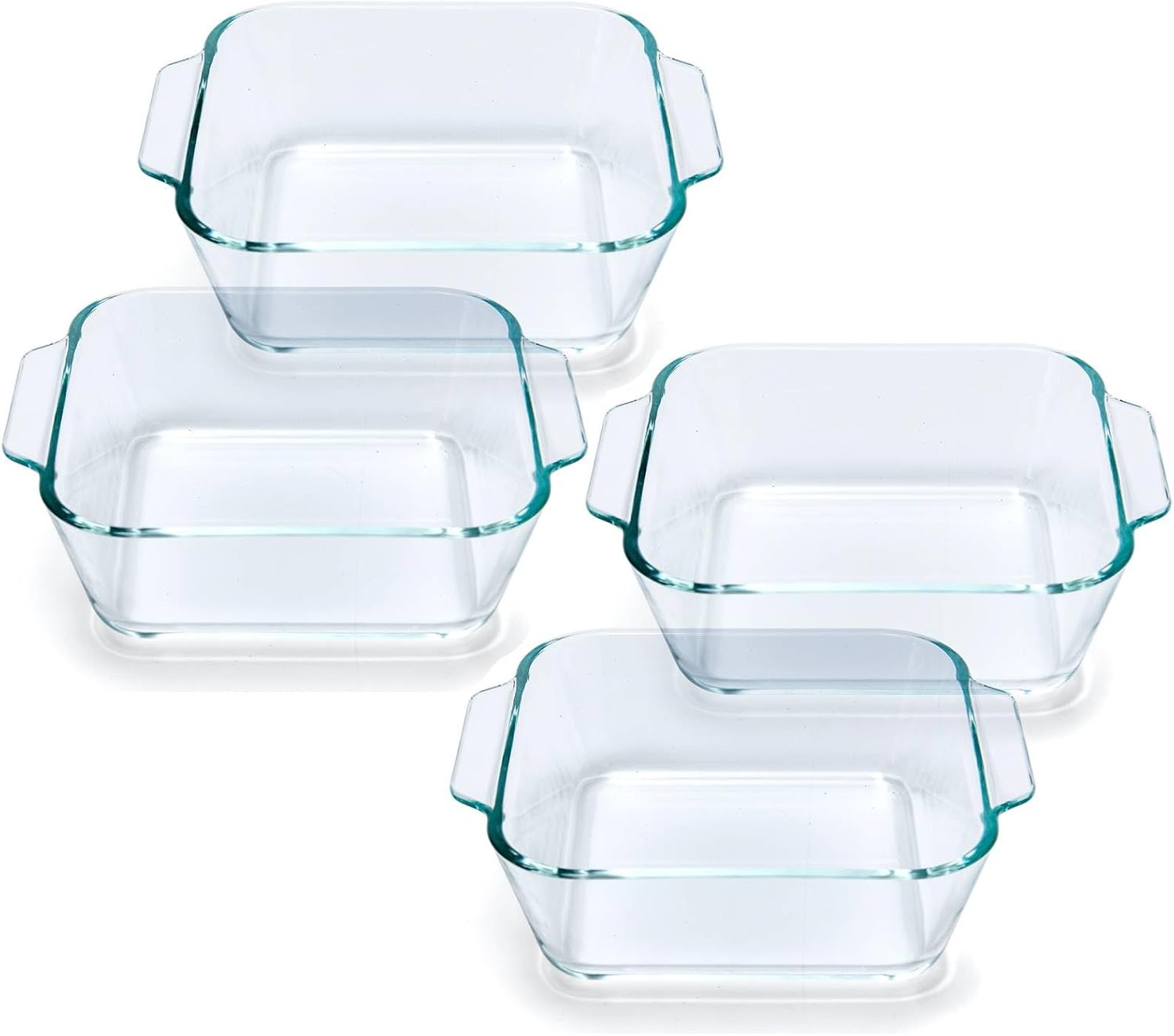 Small Casserole Dishes 4 Pack, 5 Inch Glass Square Baking Dish Individual Portion Baking Pan for Oven Microwave Air Fryer Square Egg, Clear Prep Bowls with Handle image number 6
