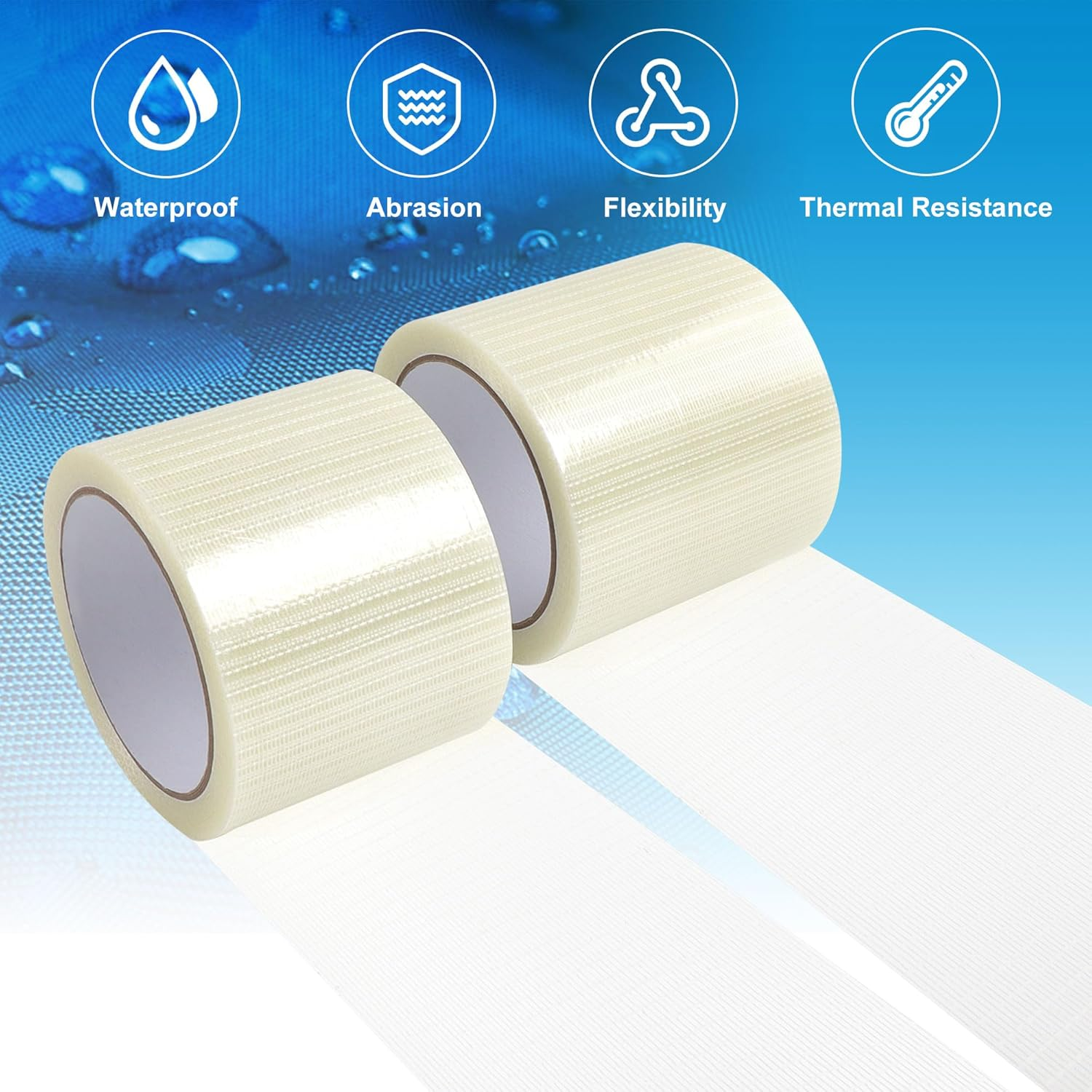 JUNART RV Awning Repair Tape,3.15Inx65.6Ft Waterproof High-Adhesive Fabric Repair Tape for Tents, Canvas, Sails,Etc image number 3