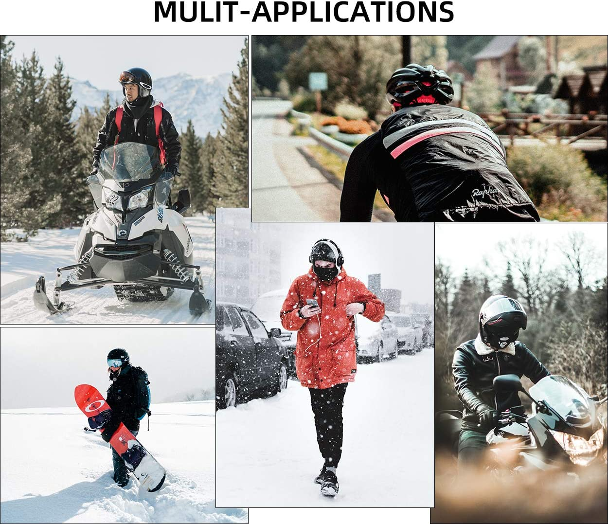 ROCKBROS Cold Weather Balaclava Ski Mask for Men Windproof Thermal Winter Scarf Mask Women Neck Warmer Hood image number 4