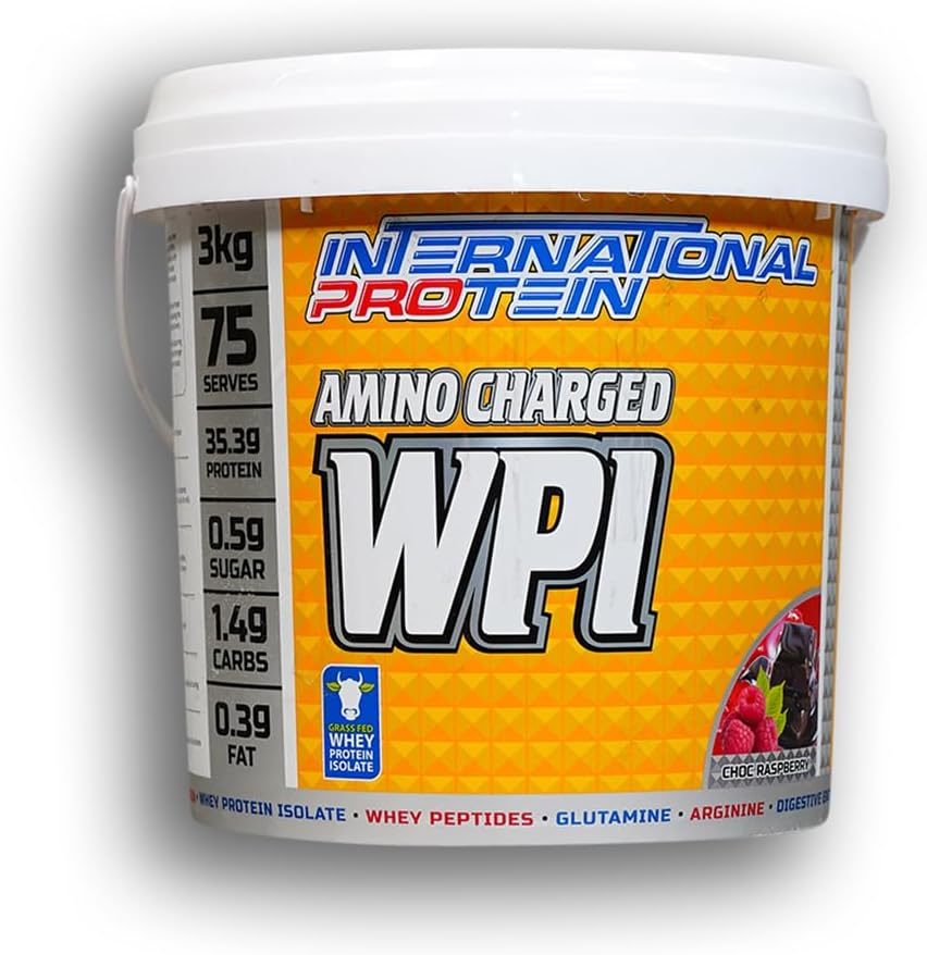 International Protein Amino Charged Choc Raspberry Flavour Whey Protein Isolate Powder 3 Kg image number 3