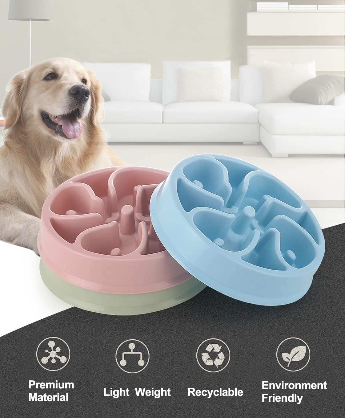 LOS ANDES Slow Feeder Dog Bowl, anti Gulp Dog Food Bowl, Healthy Slow Eating Dog Bowl to Reduce Choking and Overeating, Stop Feeding Bowl for Small Medium Size Dogs image number 3
