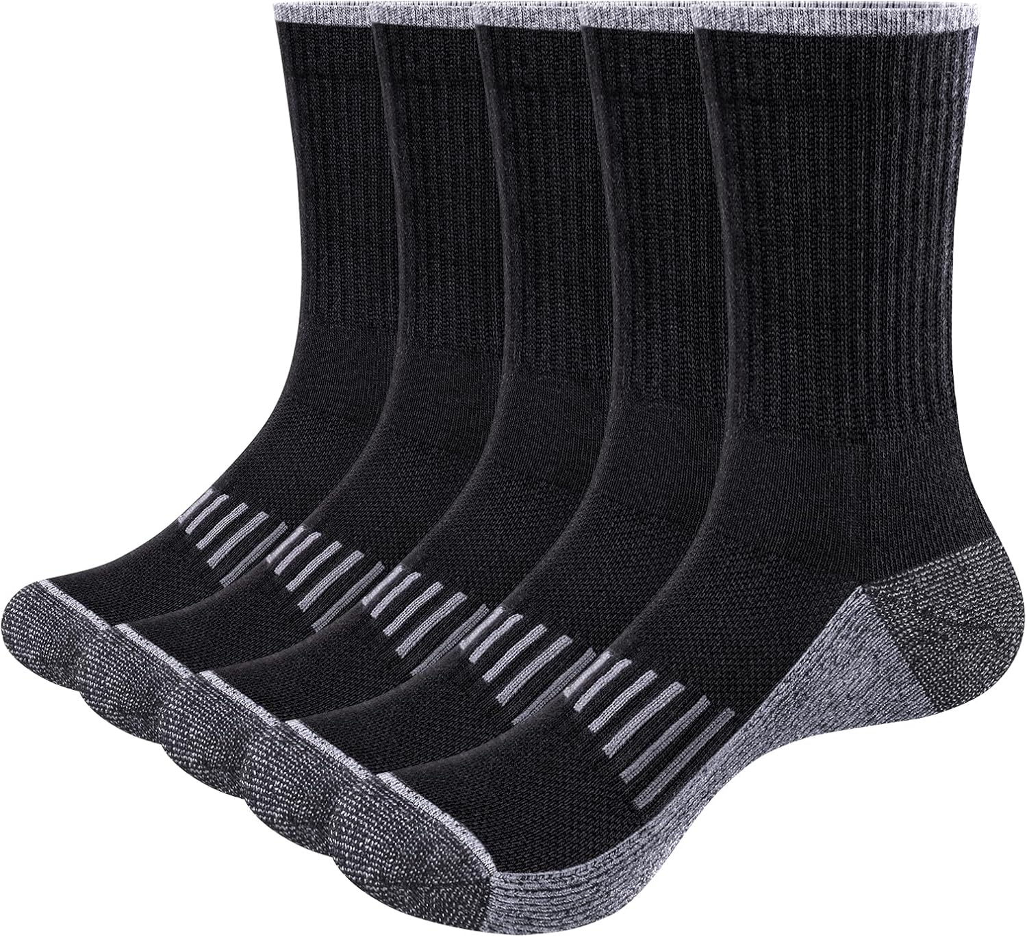 YUEDGE Men'S Cushioned Everyday Work Casual Athletic Crew Socks for Men Mosture Wicking Mens Socks, 5 Pairs