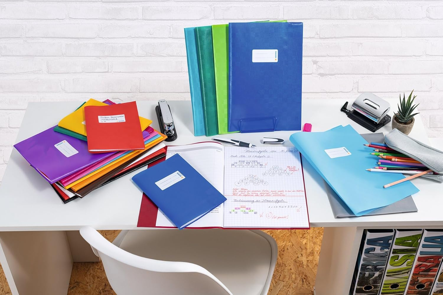 Herma Exercise Book Cover A4, with Inscription Label, Made of Wipeable and Sturdy Plastic, Slip on Cover Jackets for School, Green image number 5