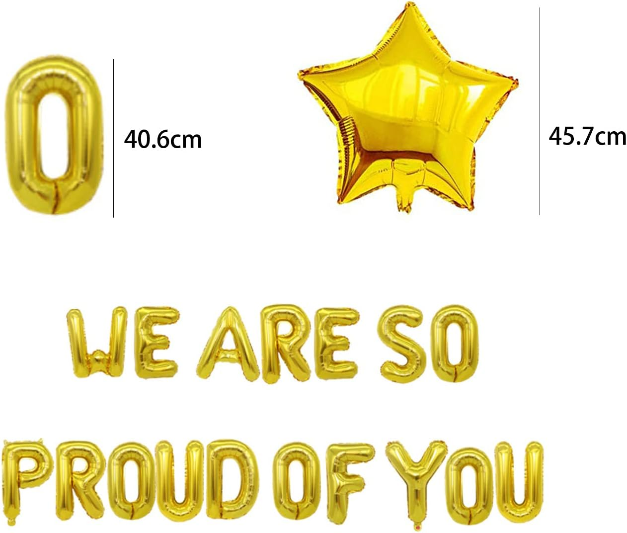 Graduation Bunting, We Are so Proud of You Letter Balloons Gold Banner with 2 Star Balloons Congrats Grad Retirement Party Decorations Supplies image number 3
