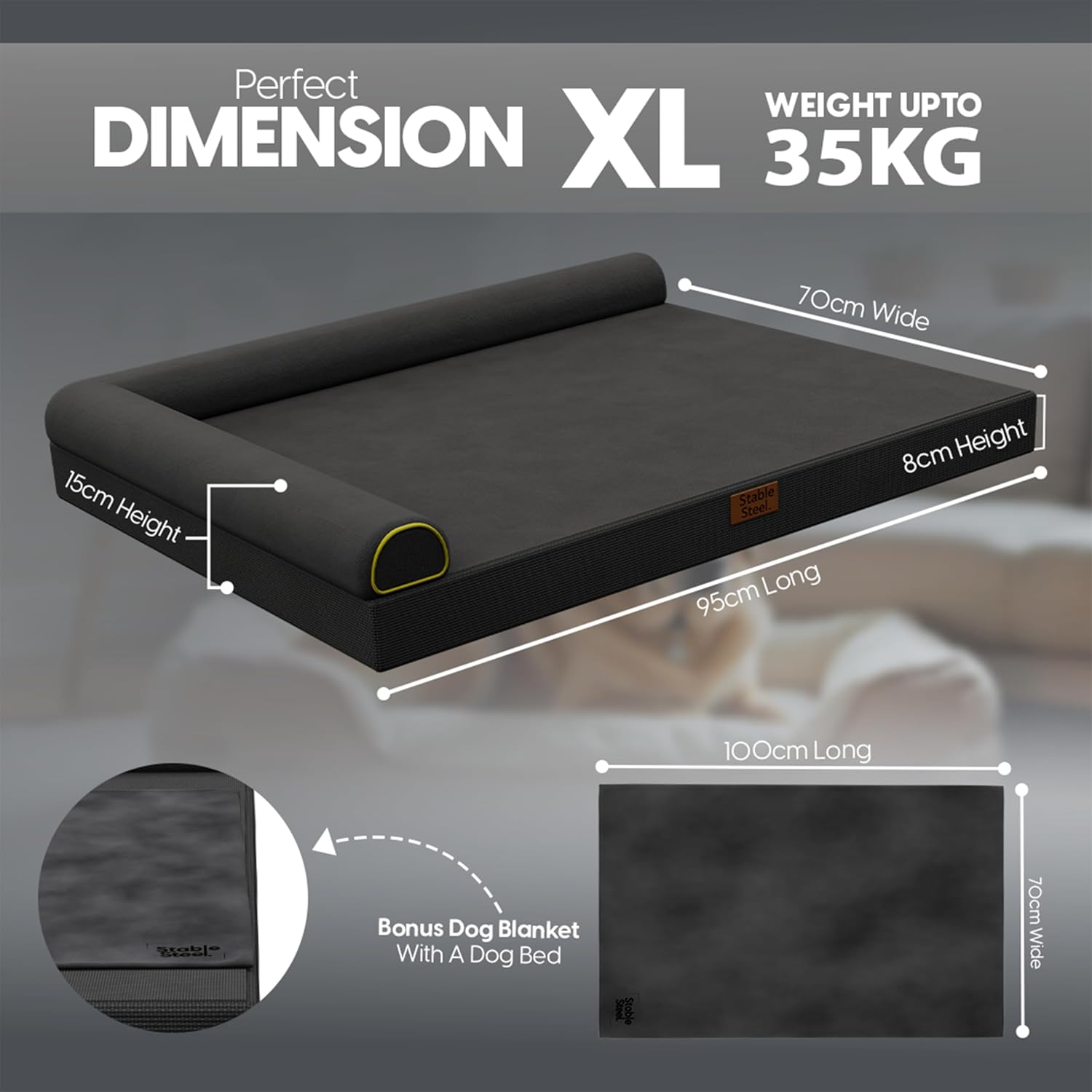 Orthopedic Dog Bed, Egg Crate Memory Foam, Bonus Dog Blanket, Waterproof Dog Bed, Washable Removeable Cover, Durable Oxford Fabric Cover, Large Dog Sofa Beds for Medium, Large Dogs image number 2