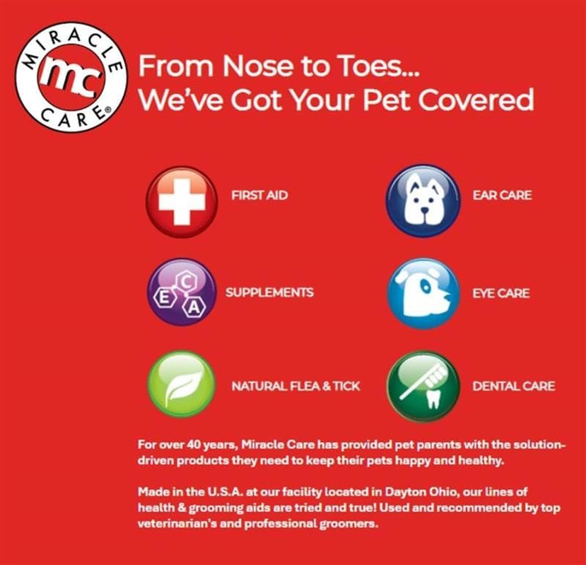 Miracle Care Ear Cleaner for Dogs and Cats, 8 Ounce, Reduces Ear Odor and Waxy Build Up, Gentle and Non Staining