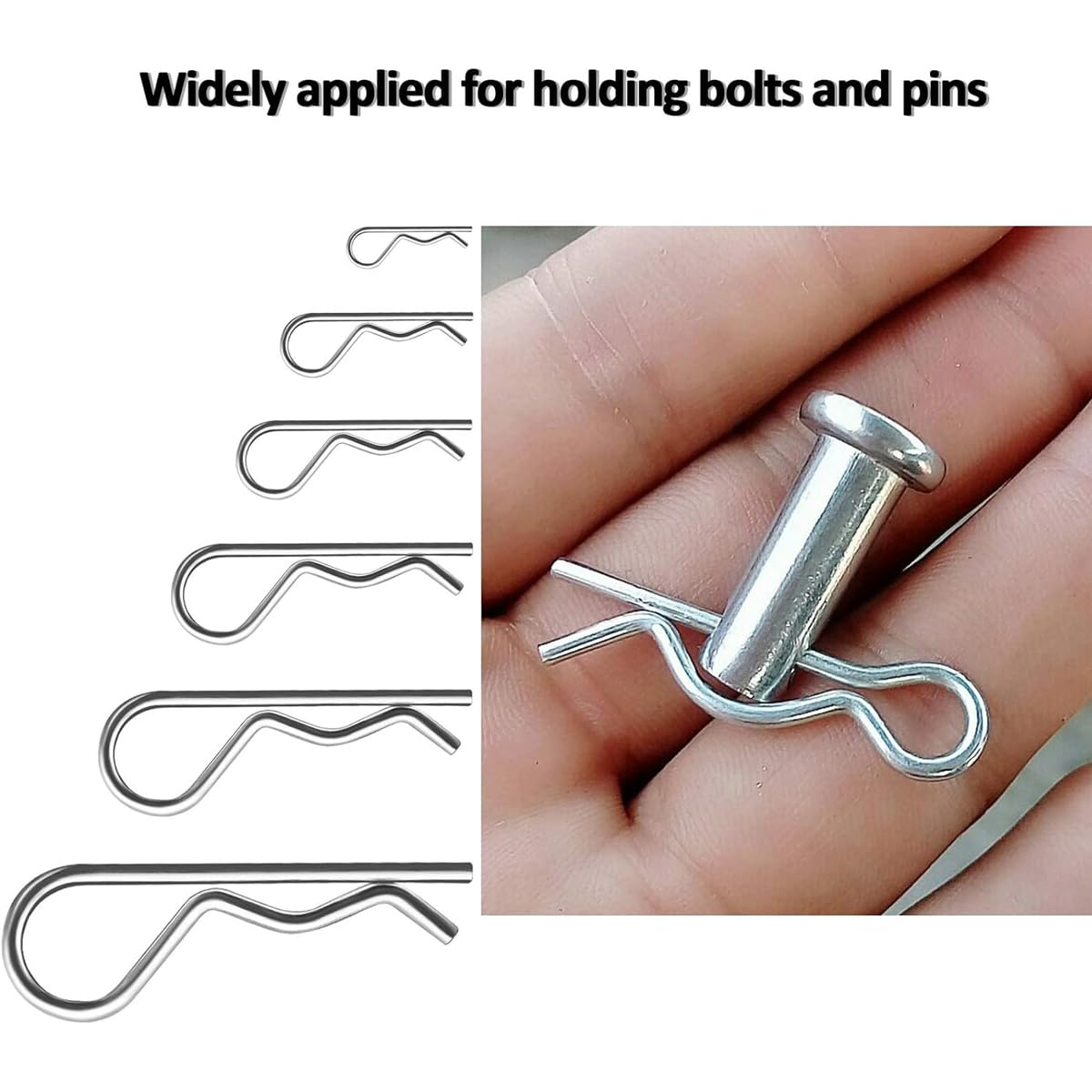 AIMALL 100PCS R Clips Pin Heavey Duty Hitch Zinc Plated Assortment Tractor for Tractors, Cars, Trucks, Trailers, Power Equipment, Quick Installation, Corrosion Resistant image number 1