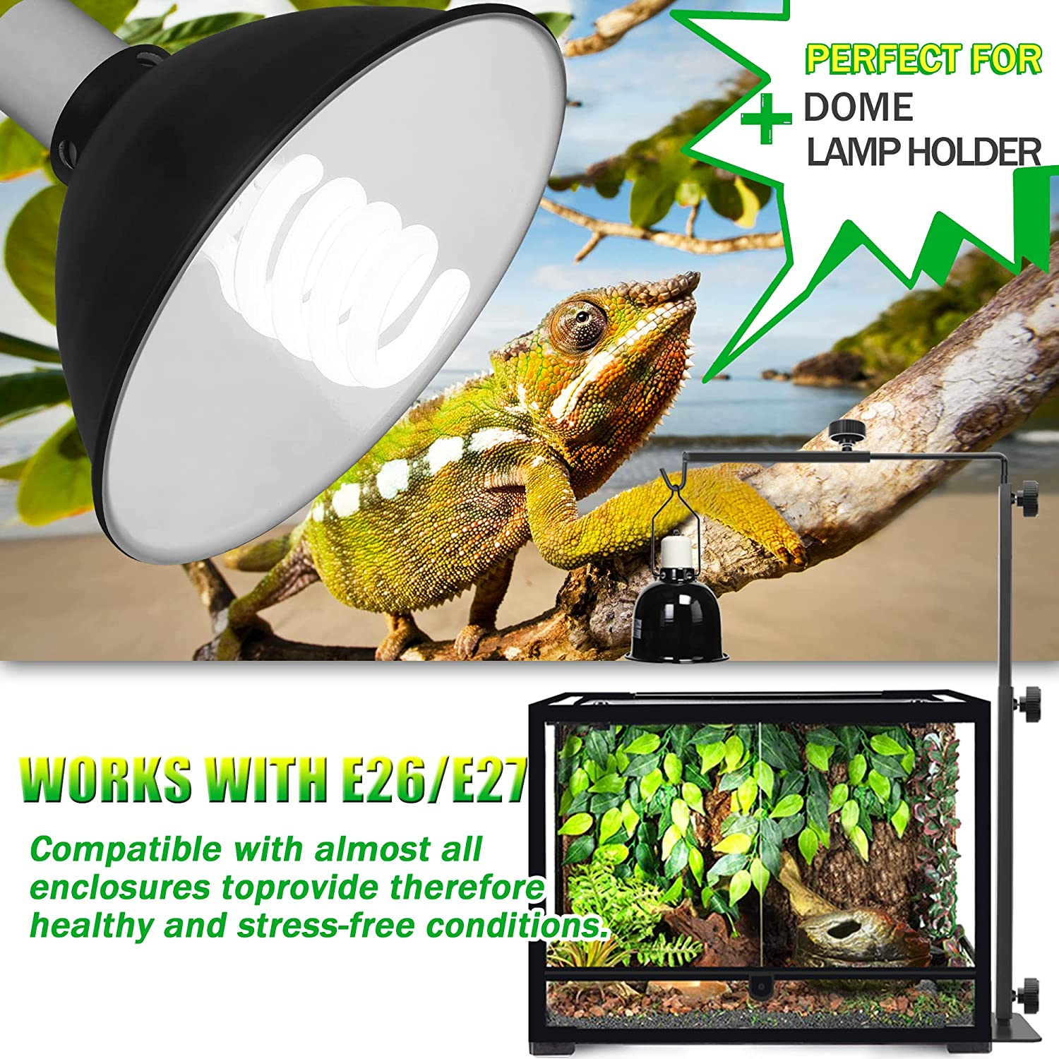 UVA UVB 10.0 Reptiles Bulb, 26W Dual-Threat UV Light Bulb, Compact Fluorescent Lamp, Suitable for Desert Reptiles