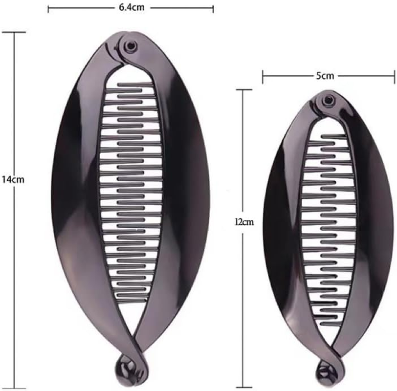 Large Banana Clip Hair Comb, Flexible Banana Clips Hair for Thick Hair Ponytail Holder Interlocking Banana Hair Clips Styling Hair Banana Clips for Women (Black, 14CM) image number 1