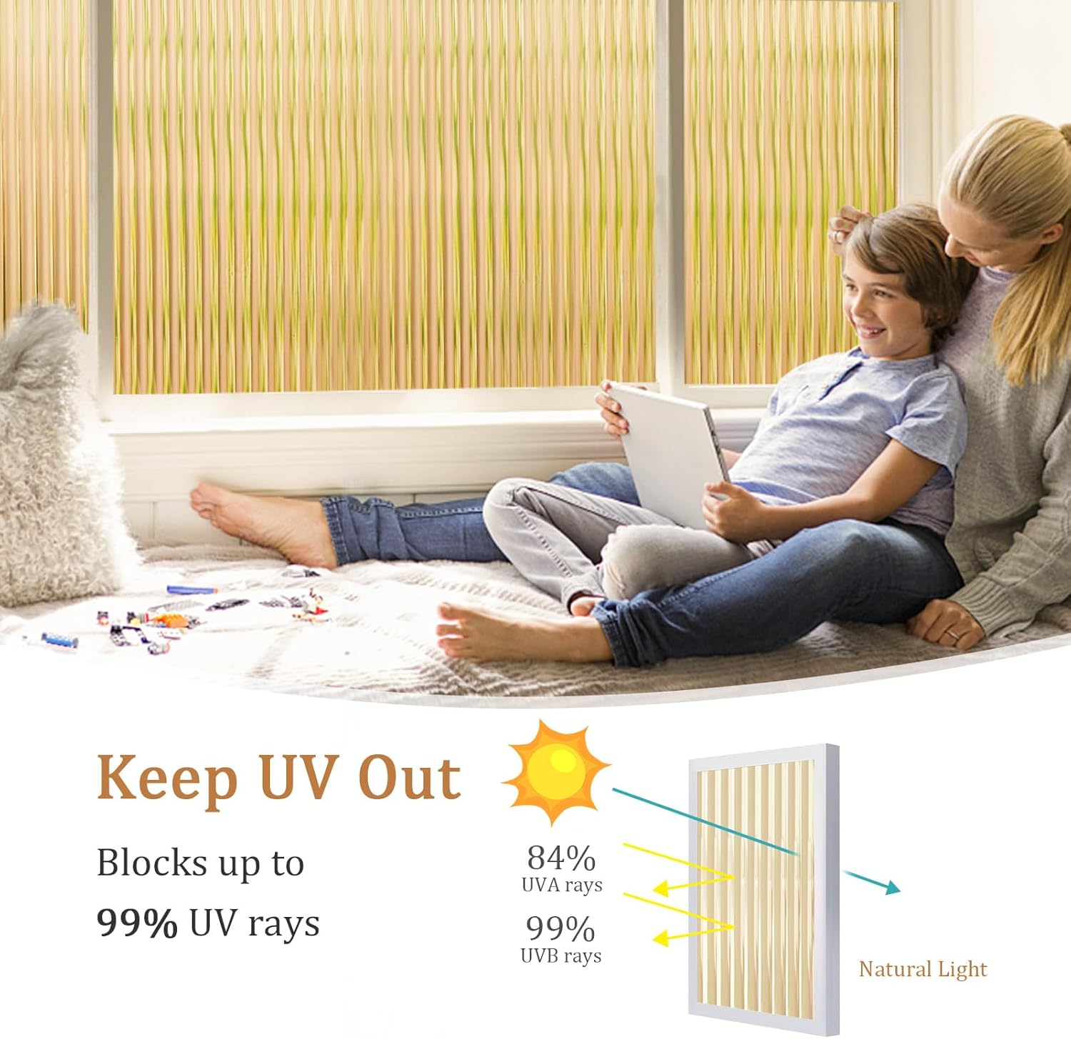 Beautyhero Window Privacy Film, Stained Glass 3D Reeded Frosted Stickers for Bathroom, Adhesive Decorative UV Blocking, 23.6X78.7 In image number 2