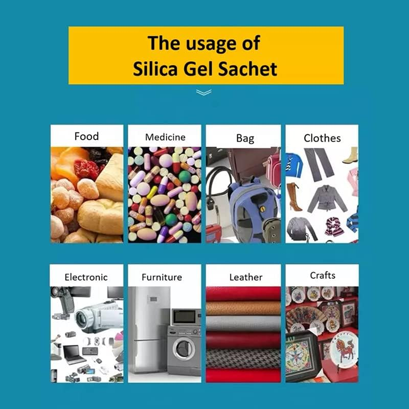 AIMALL 50-2000 Pack 1G Silica Gel Packets Moisture Absorber Desiccant Reusable Food Grade, Transparent, Non-Toxic, Tyvek Material for Durability image number 2
