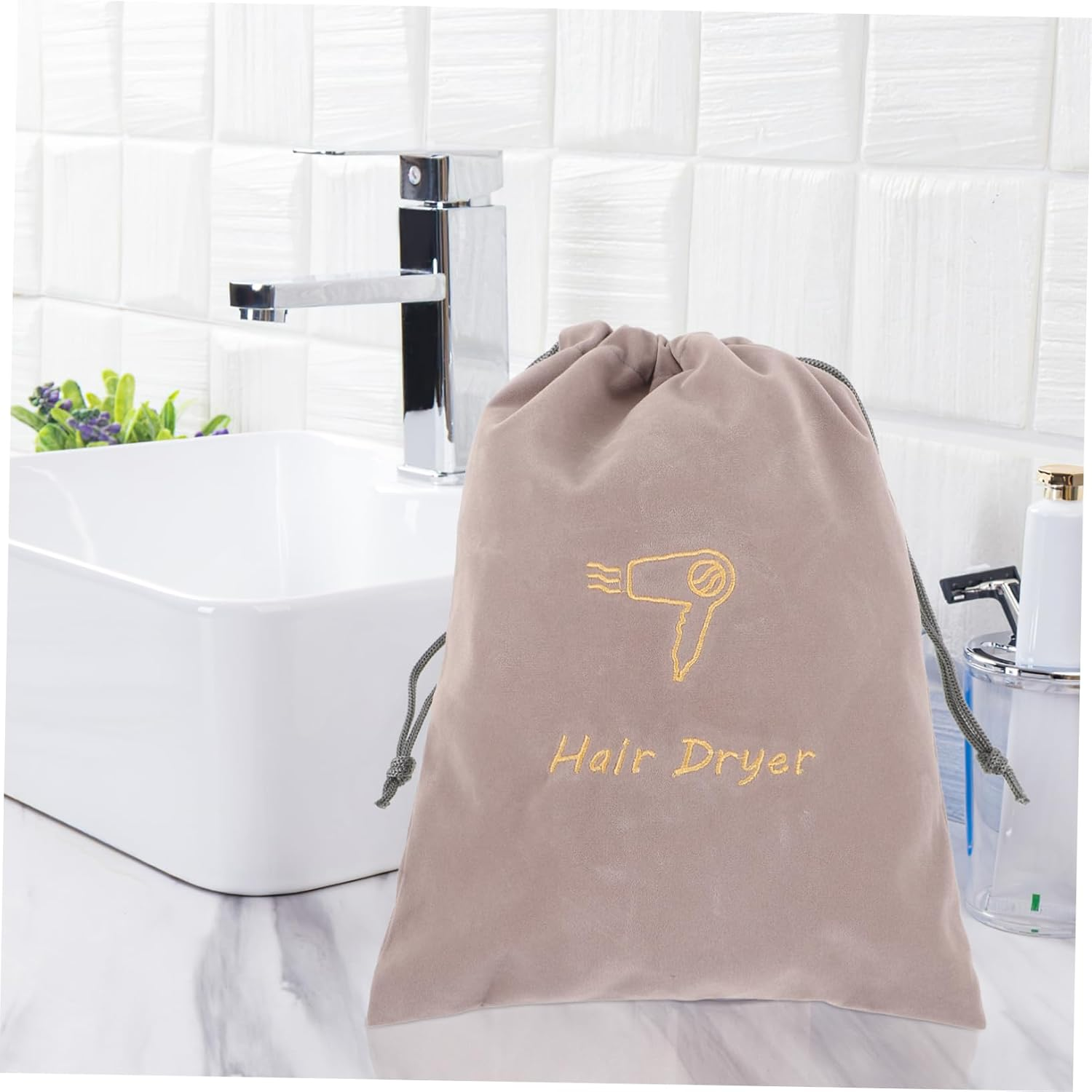 Storage Bag for Hair Dryer Drawstring Storage Bag Portable Lightweight Fabric Pouch for Outdoor Travel Home Use image number 4