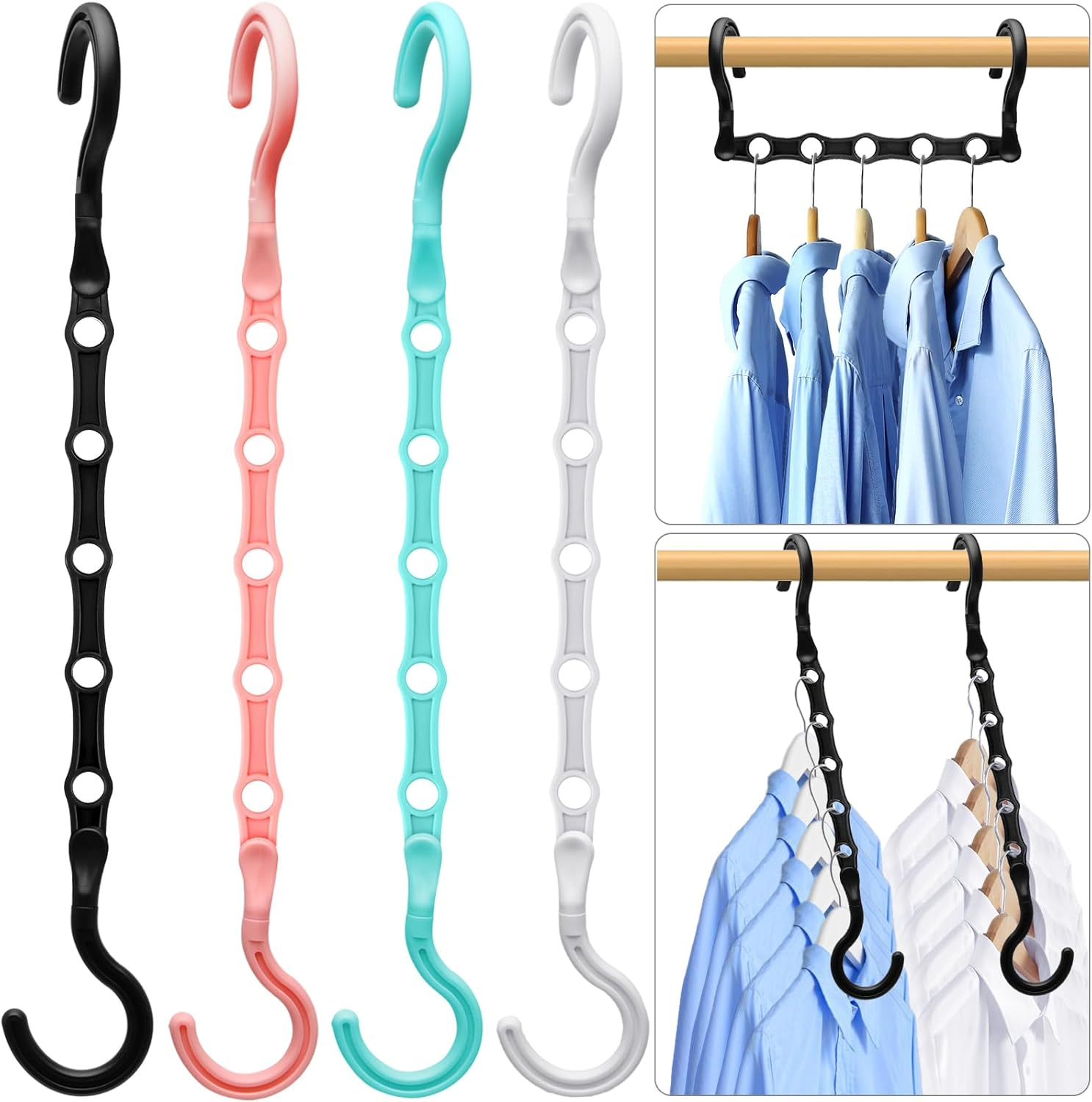 Closet Organizers and Storage, Sturdy Space Saving Hanger for Heavy Clothes, Upgraded Cascading Hangers, Magic Closet Organization Clothes Hangers, College Dorm Room Essentials for Girls, 8 Pack