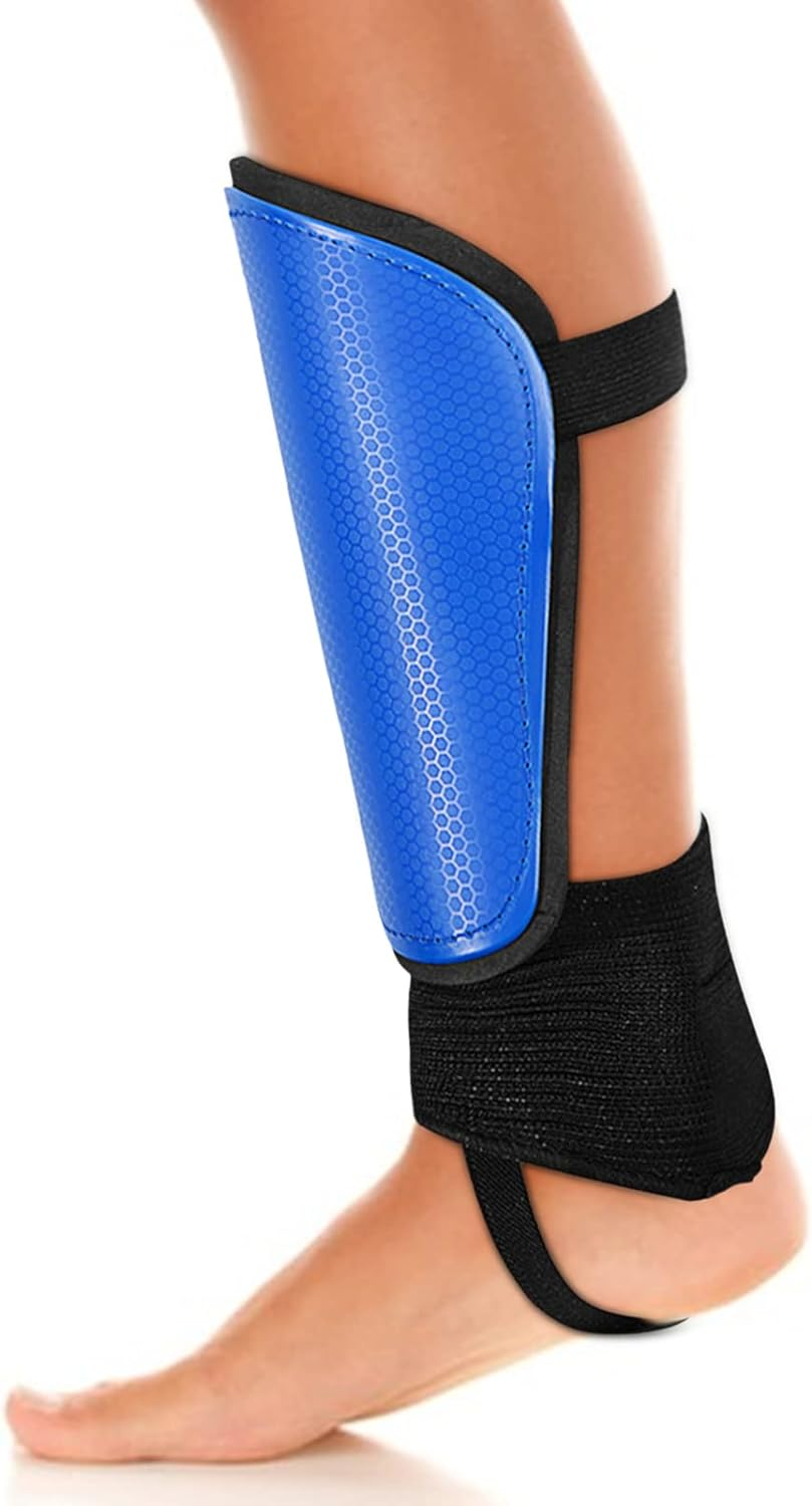 Soccer Shin Guard with Ankle Protector and Adjustable Straps Football Protective Equipment for Kids Youth Adults Black M