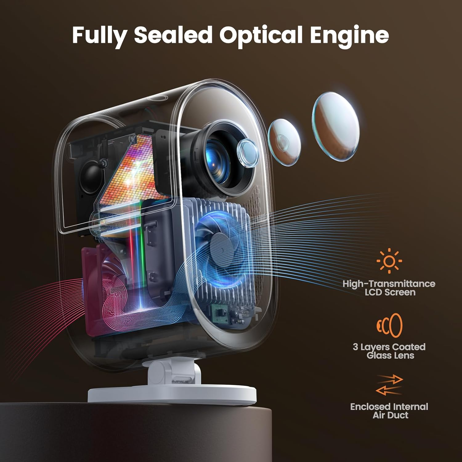 [AI Screen Adjustment/Dolby Audio] Projector 4K Support,700 ANSI Auto Focus/Keystone Portable Projector,Iwimius 1080P Full HD Enclosed Optical Engine Projector for Home Theater/Outdoor Movie/Iphone