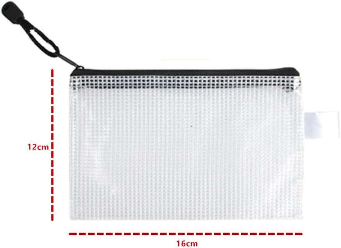 8 Pcs Zip File Bags, Transparent Mesh Zip Pen Pouch, A6 Size Zipper Bag, Multipurpose for Travel Storage, Office Appliances and Home Organize image number 5