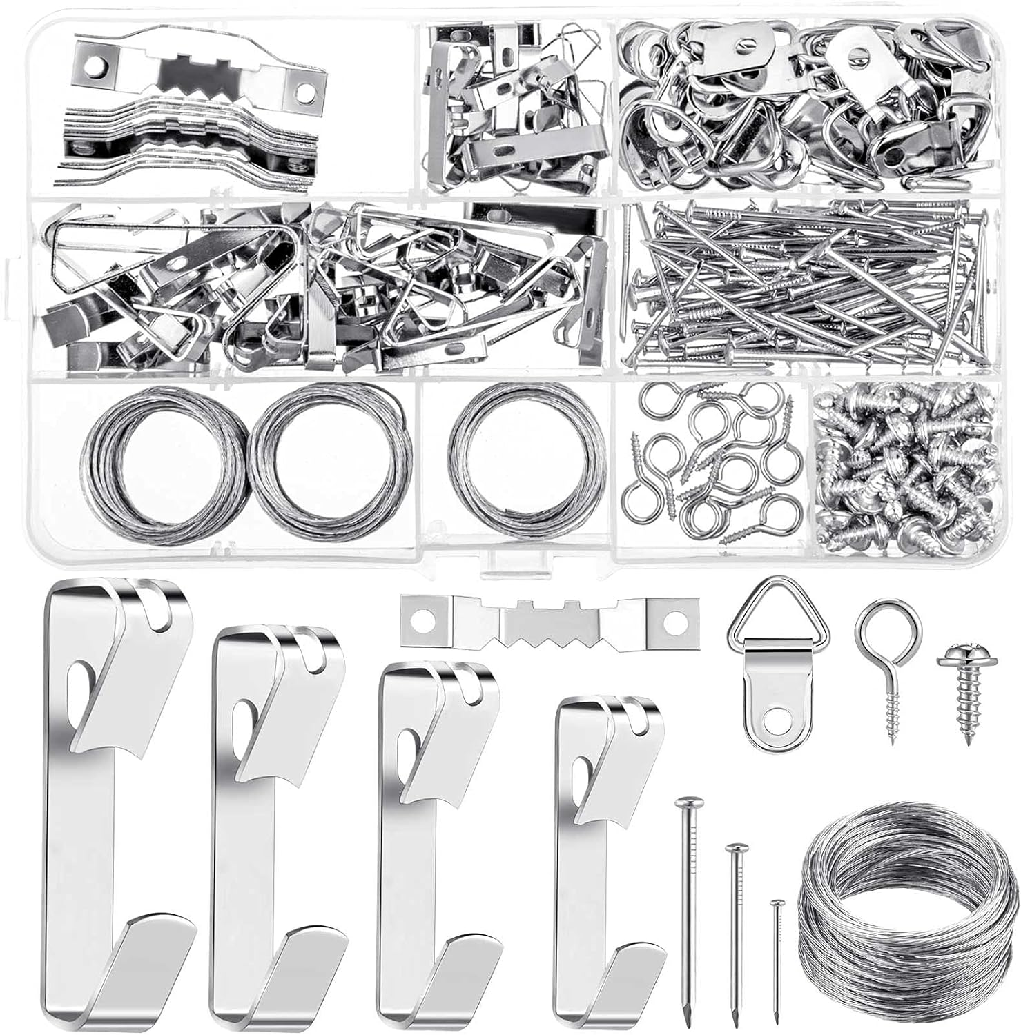 227Pcs Picture Hanging Kit, Picture Hangers, Nails for Hanging Pictures, Wall Hangers, Frame Hardware image number 3