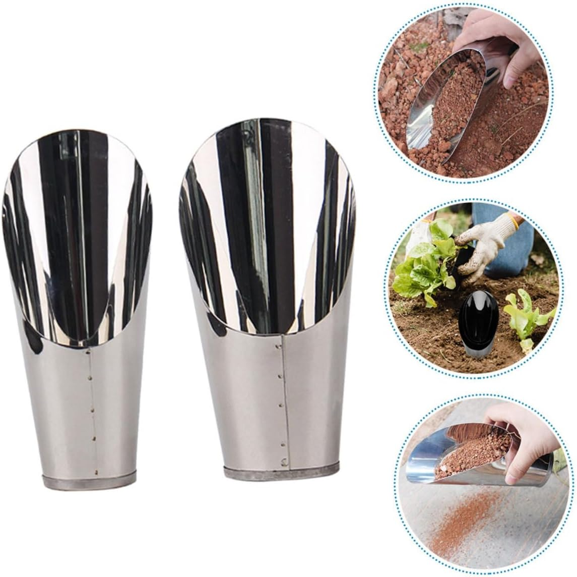 2Pcs Portable Soil Shovel Cup Garden Tool Potting Scoops Lightweight Gardening Cup for Bonsai Planting Spoon image number 3